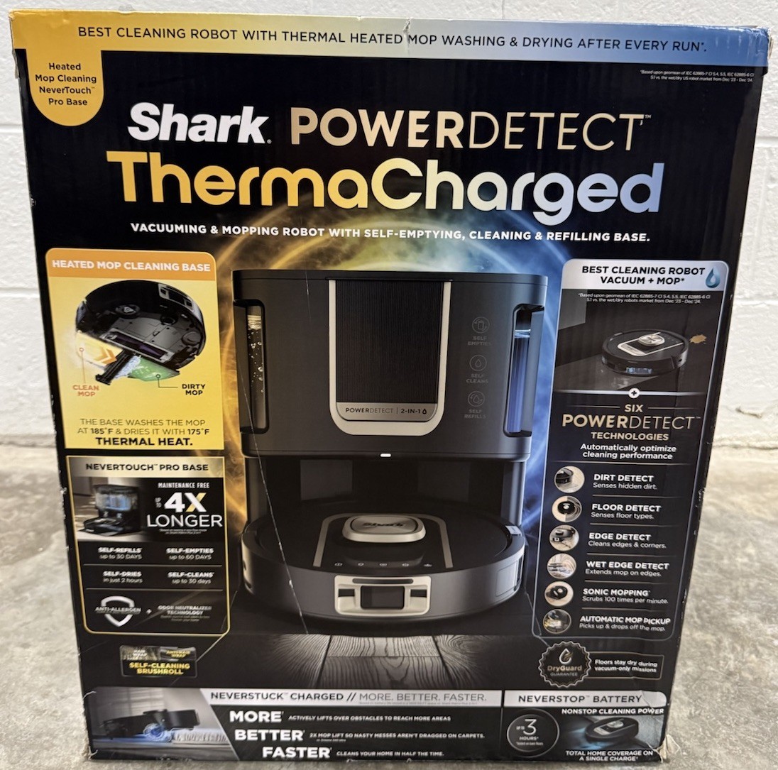NEW! Shark PowerDetect ThermaCharged Robot Vacuum & Mop 2-in-1 NeverTouch Pro