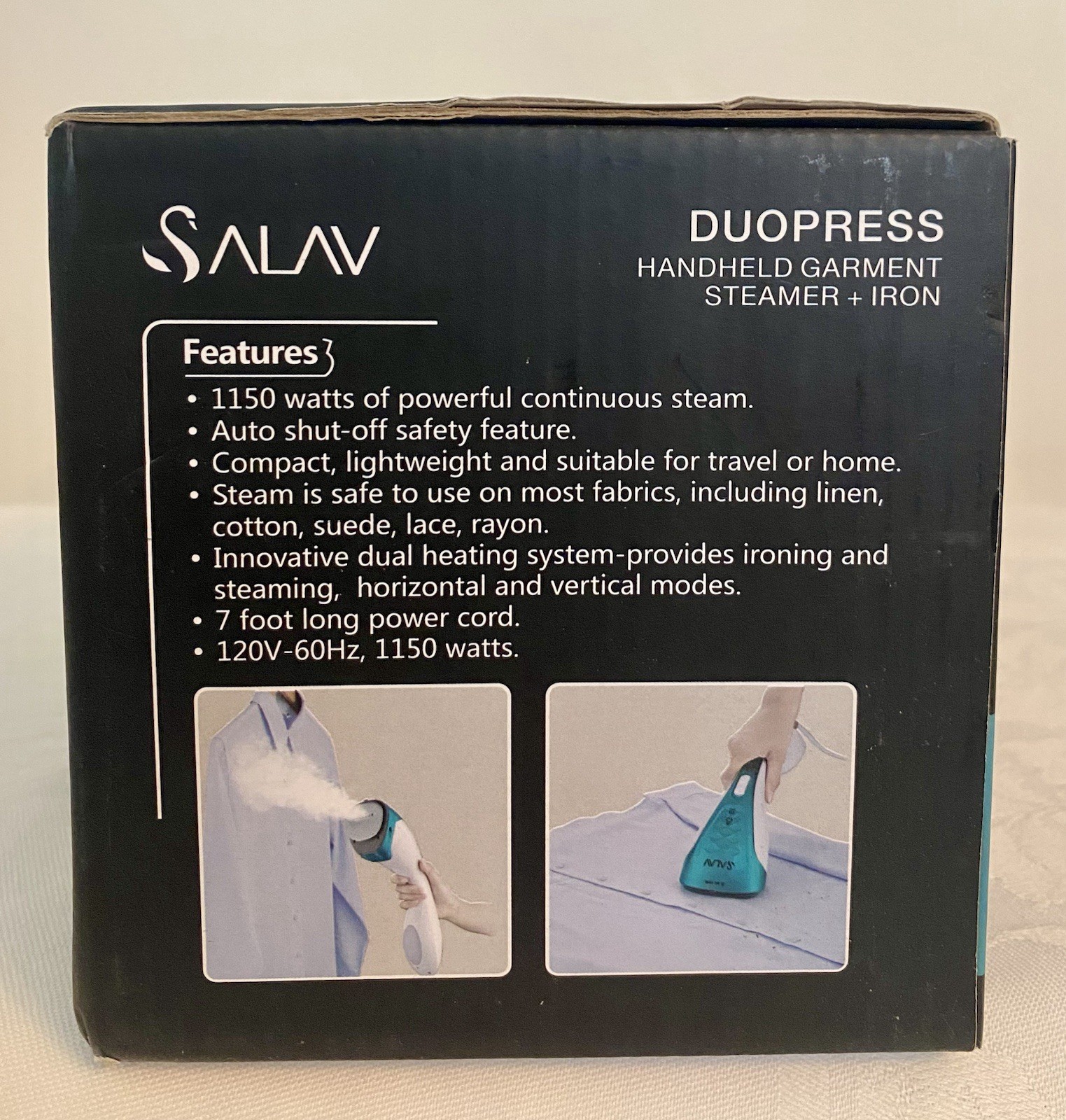 Salav Duo Press Handheld Garment Steamer and Iron Teal 1150W New NIB w/Accessory