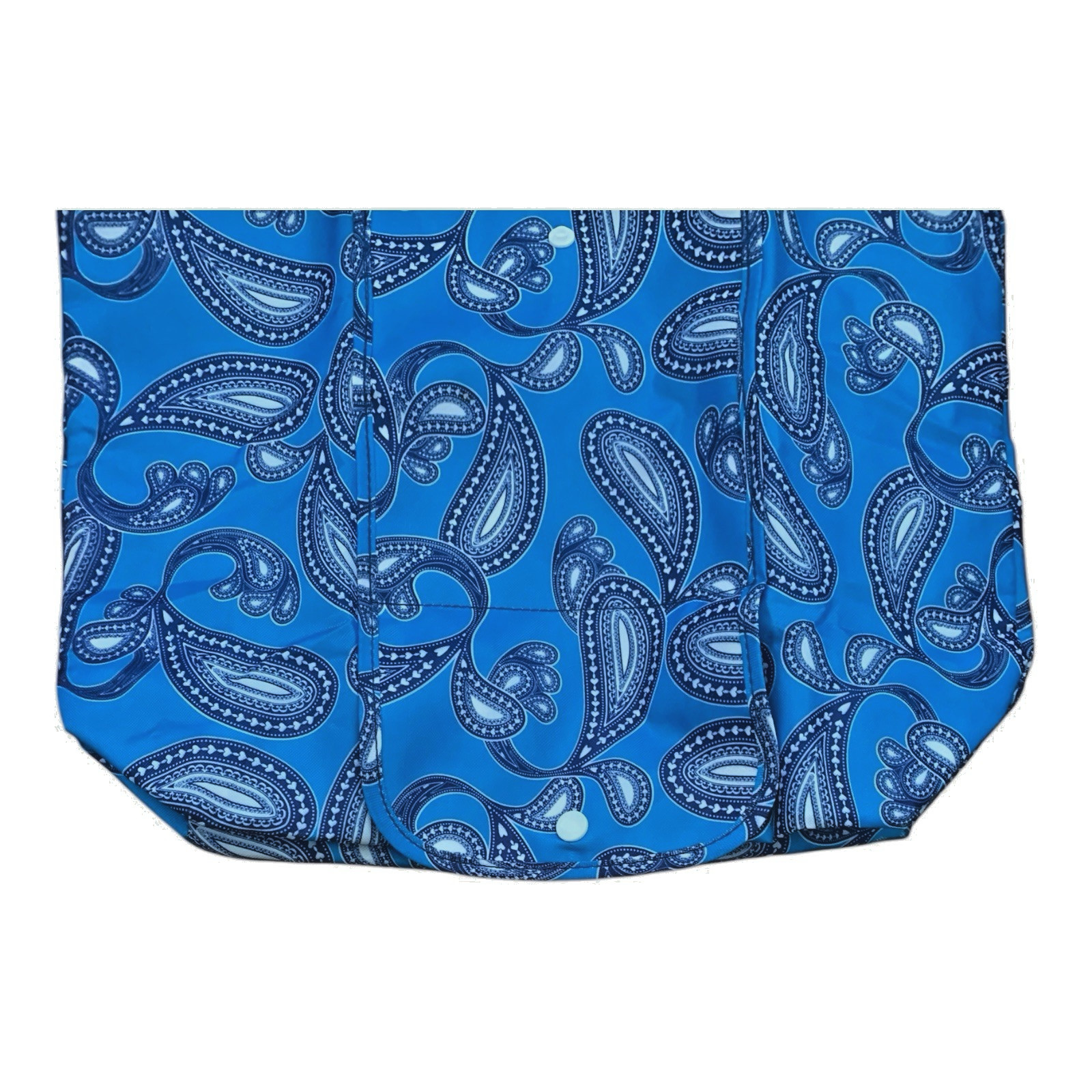Unbranded Folding Reusable Tote Bag Set Paisley Polka Dot Blue Tan 5 Piece Set