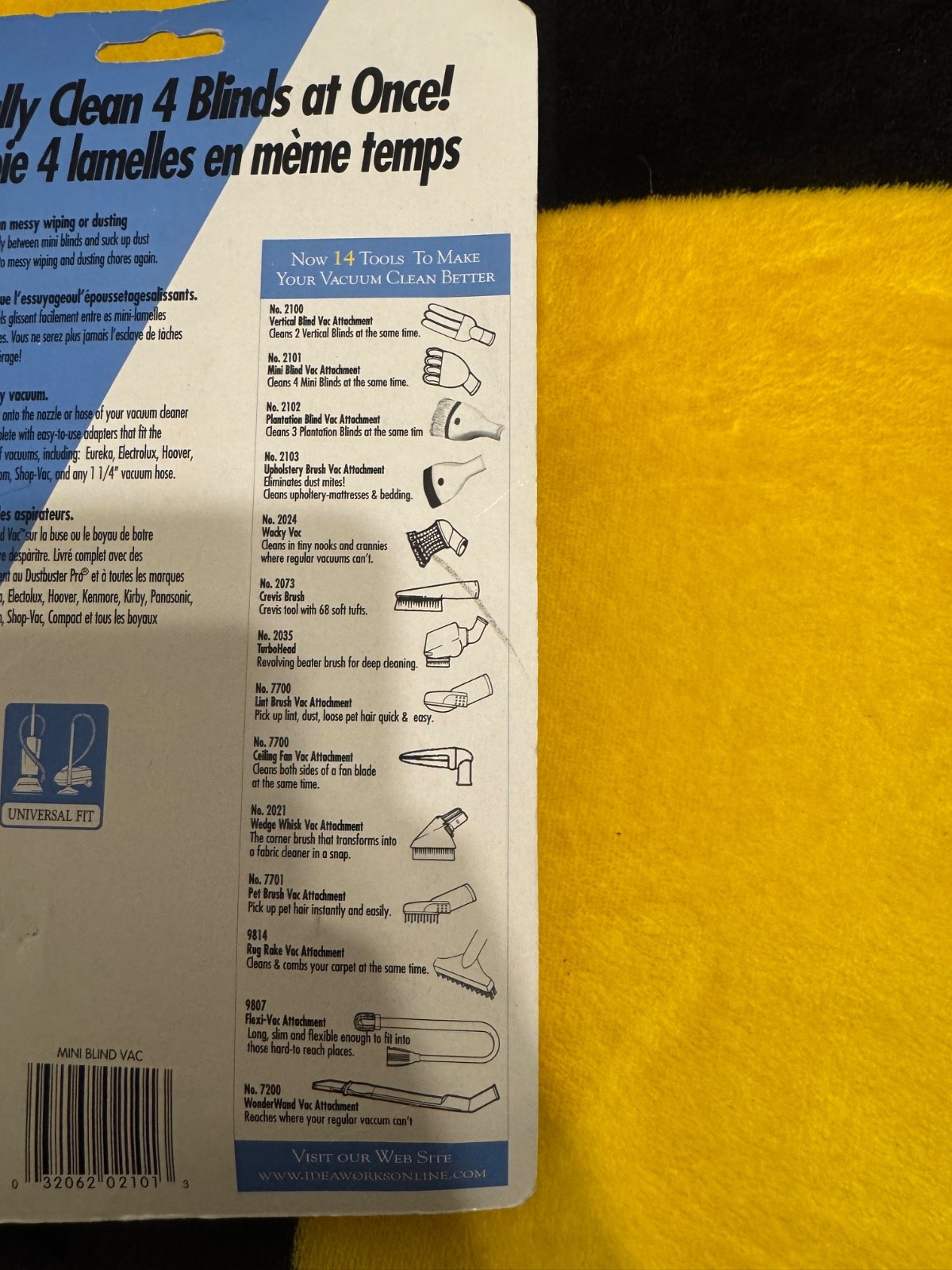 Ideaworks Mini Blind Accessories Vacuum Attachment Set Kit, Universal Fit, New