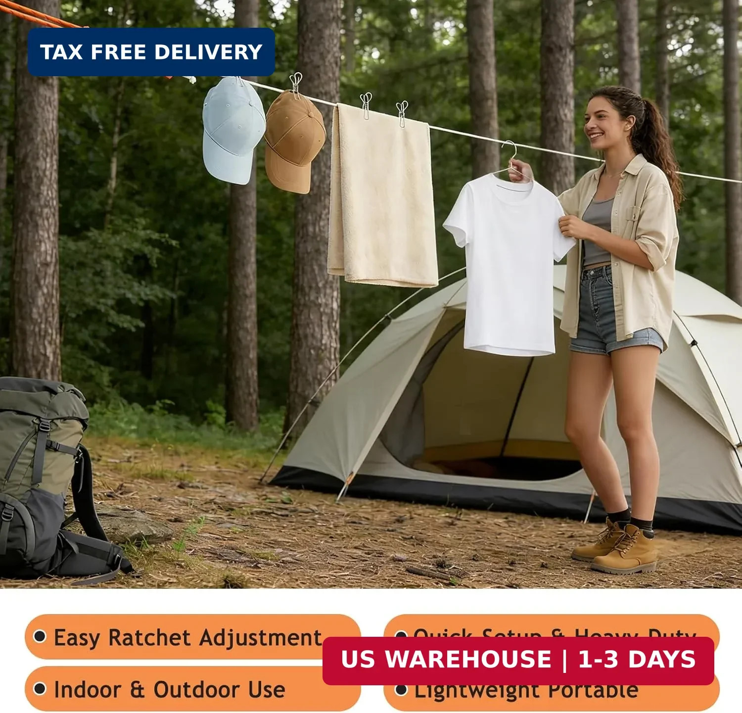 Retractable Clothesline Outdoor Indoor, Portable Travel Clothes Line Heavy Duty