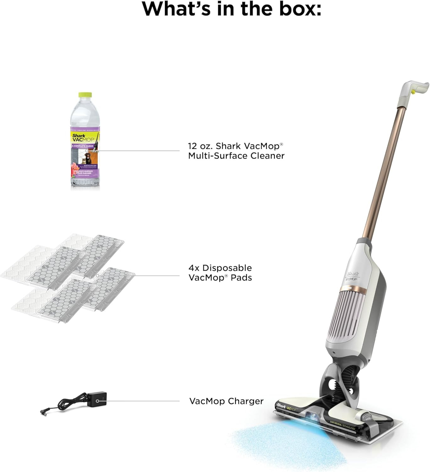 Shark VACMOP Reveal Cordless Hard Floor Cleaner, Vacuum & Spray Mop, Powerful Su