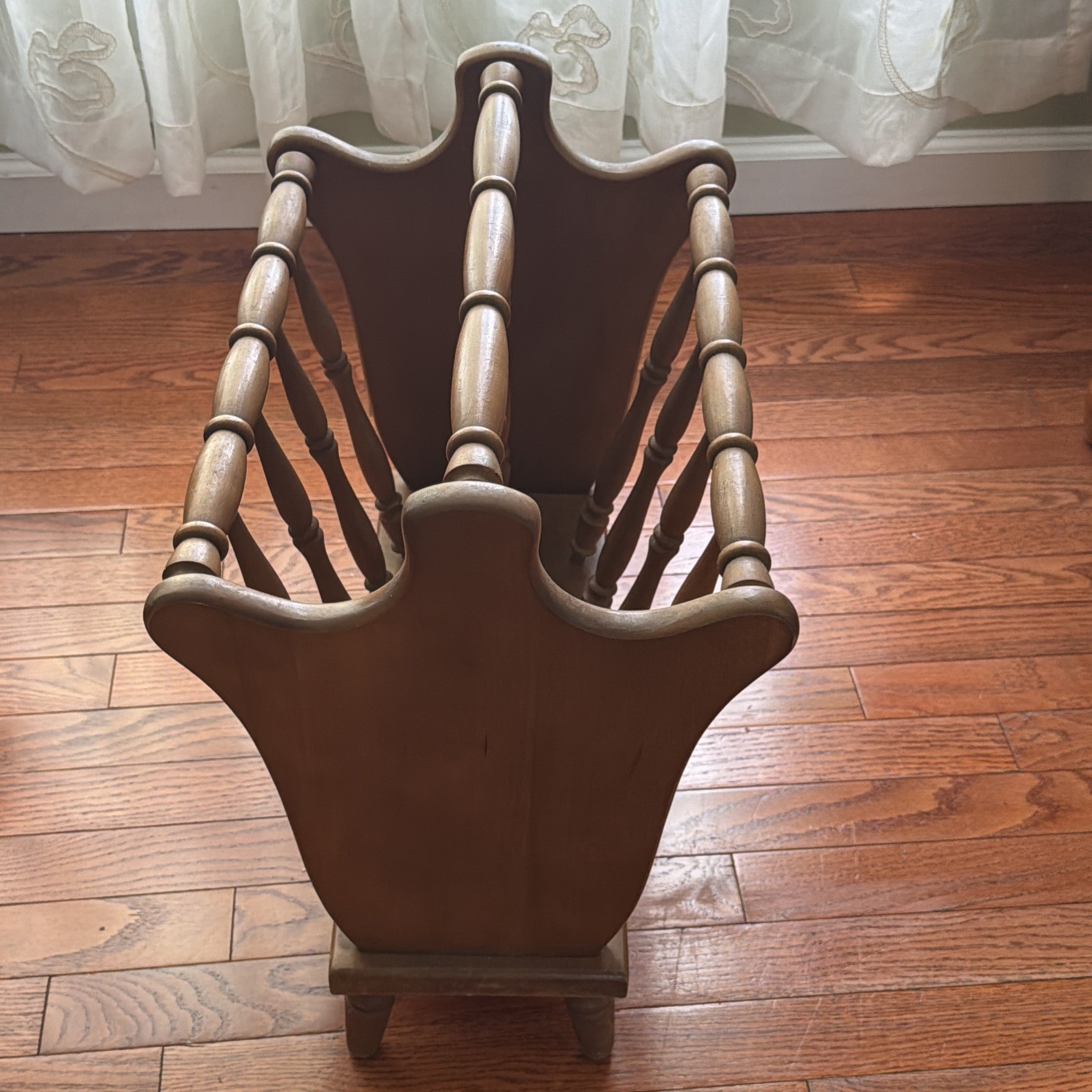 Vintage Magazine Rack Solid Wood Spindle Heavy Sturdy MCM Made In Japan
