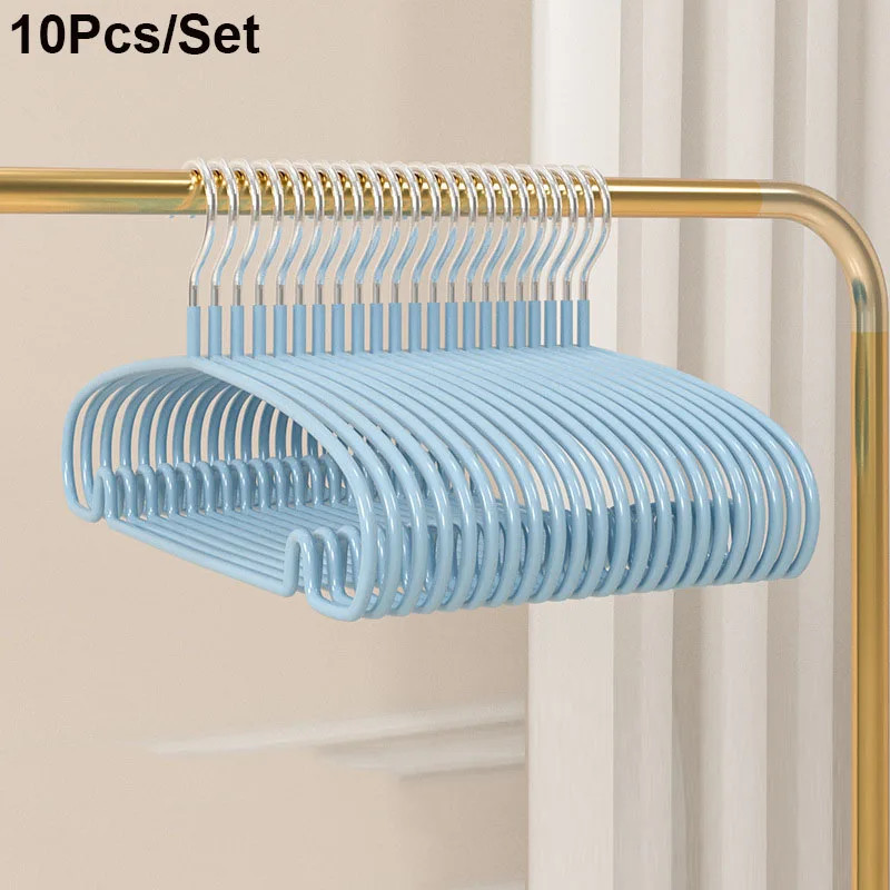 10Pcs Non-Slip Hanger Metal Clothes Hangers No Trace Thicken Suit Coat Shirt Pan