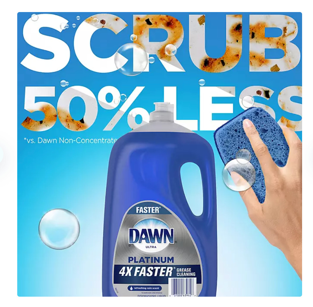 Dawn Platinum Dishwashing Liquid Dish Soap, Refreshing Rain (90 fl. oz.)