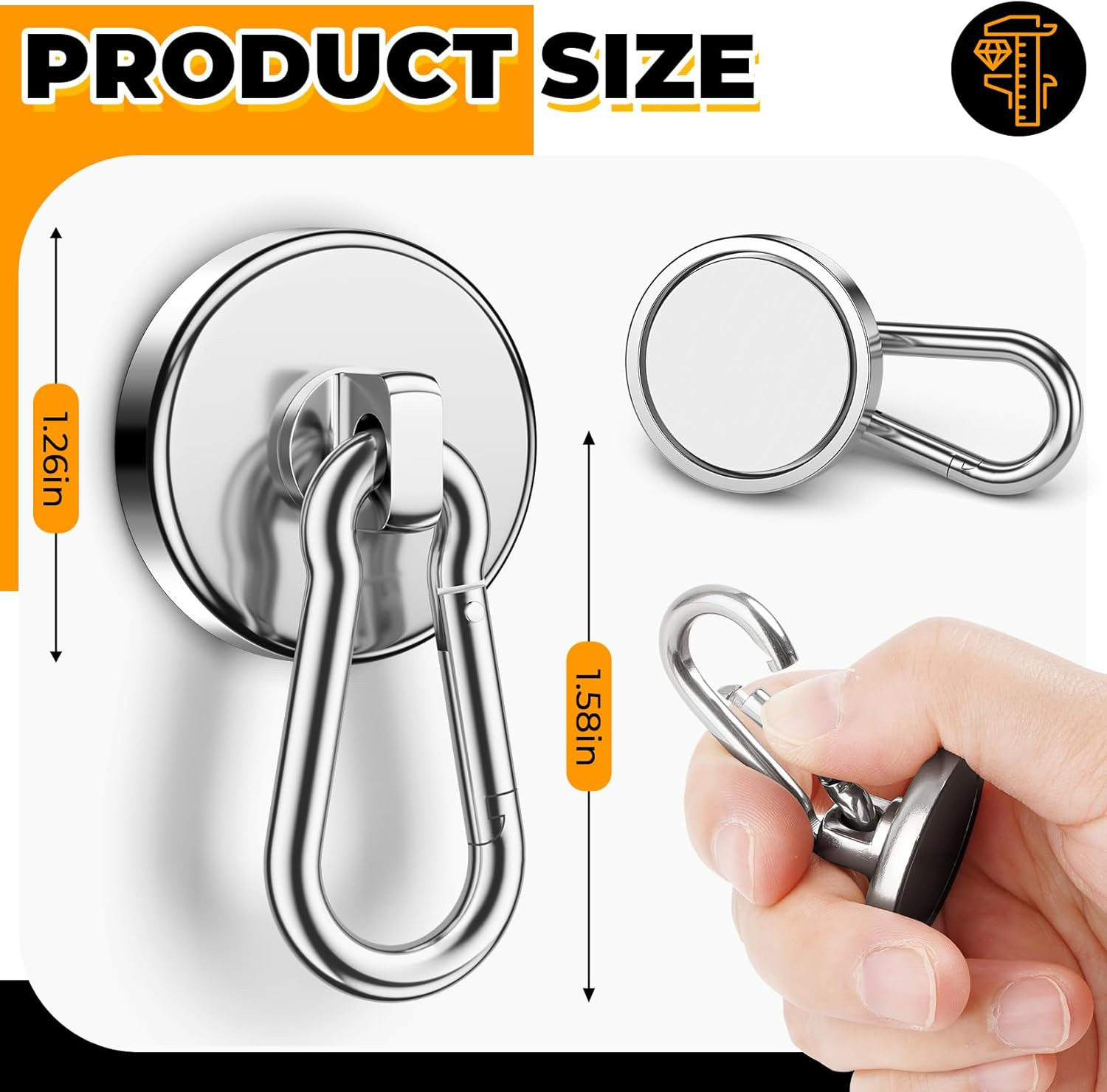 6 Pack 100LB Heavy Duty Magnetic Hooks N52 Neodymium Magnetic Hook Strong Magnet