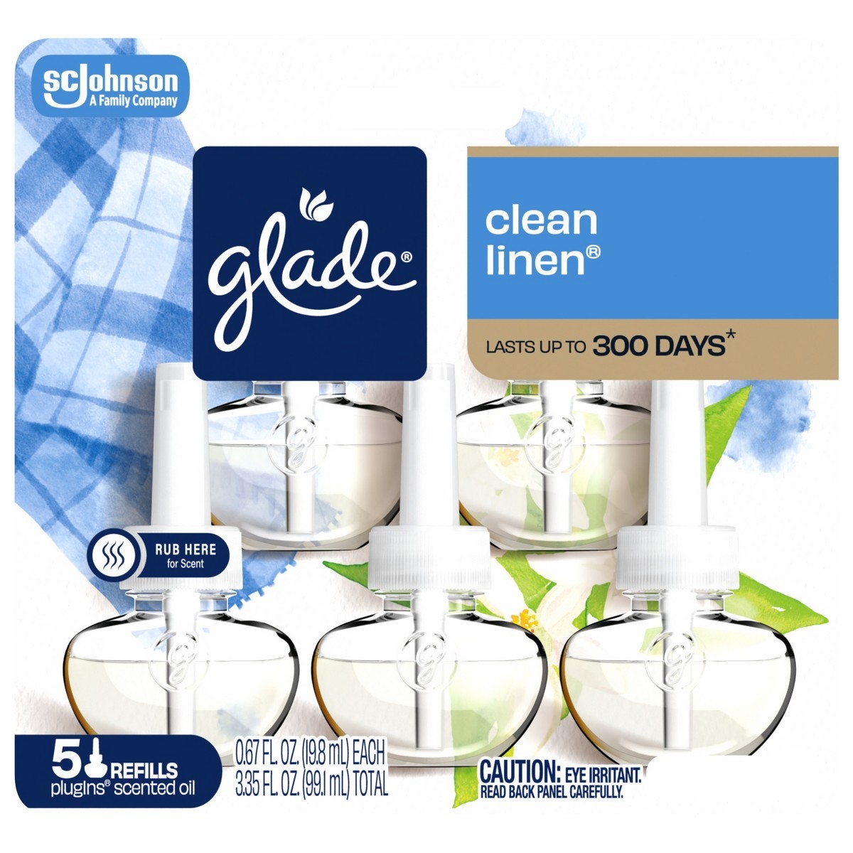 Glade Scented Oil Air Freshener Plug In Refills – Clean Linen – 3.35 fl oz/5pk