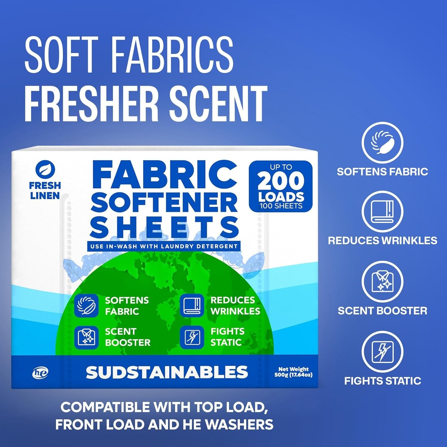 Mess-Free Soft Fabric Softener Sheets for Hassle-Free Laundry – 200 Loads