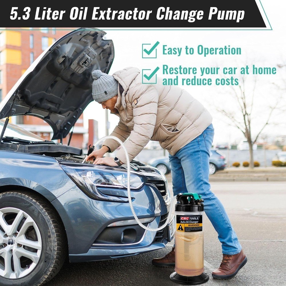 Pneumatic Manual Oil Fluid Extractor Pump 5.3L 1.4 Gallon for Oil Change Vacuum