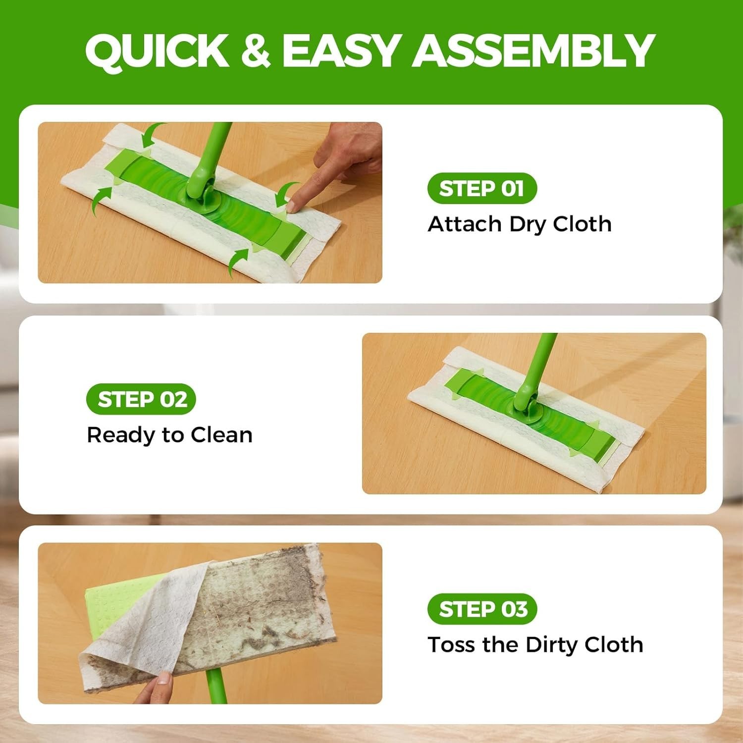 Disposable Dry Mop Pads Dust Sweeping Cloth Refills for Floor Cleaning