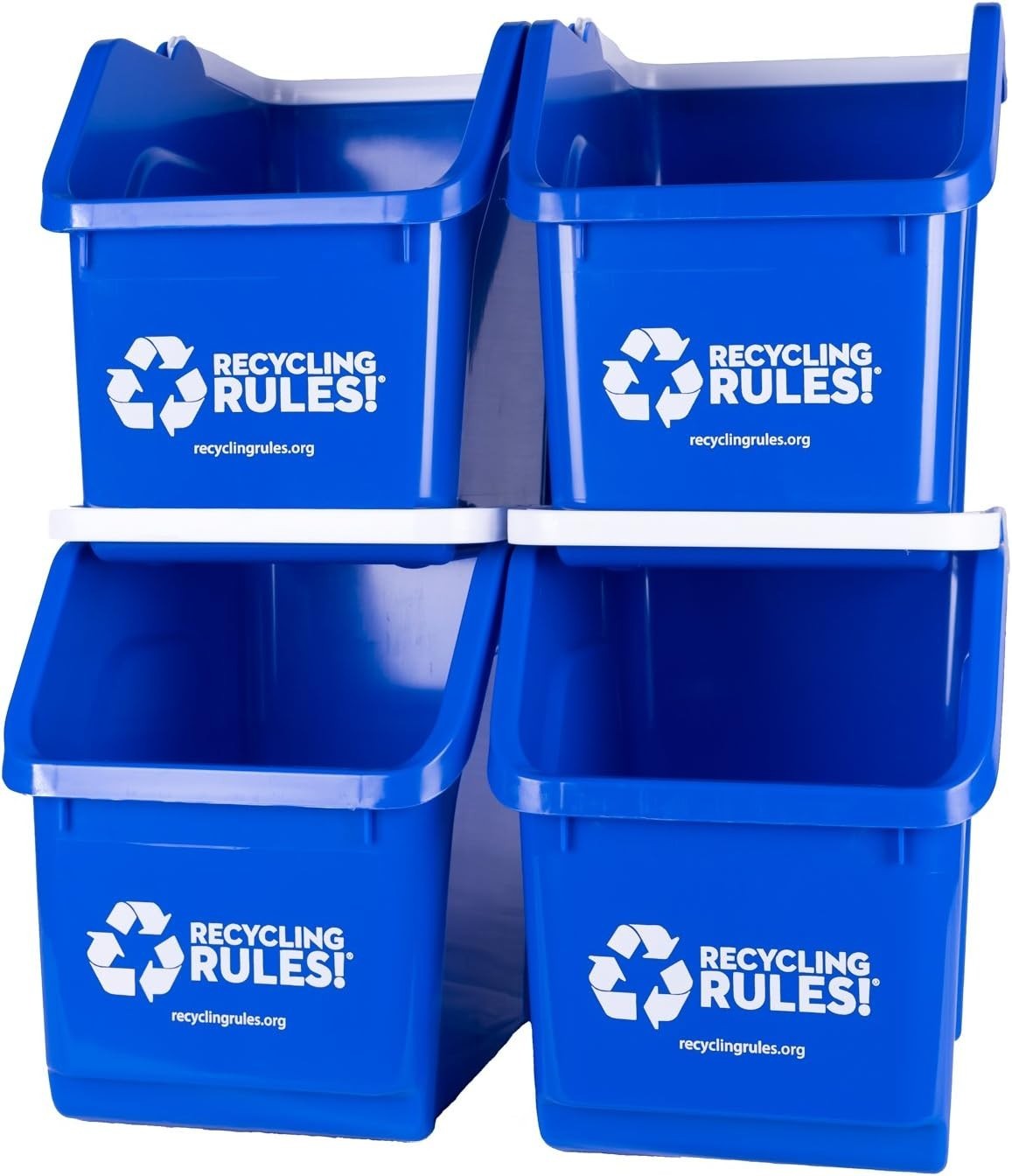 6 Gallon Stackable Recycling Bin Container in Blue, Eco-Friendly BPA-Free Han…