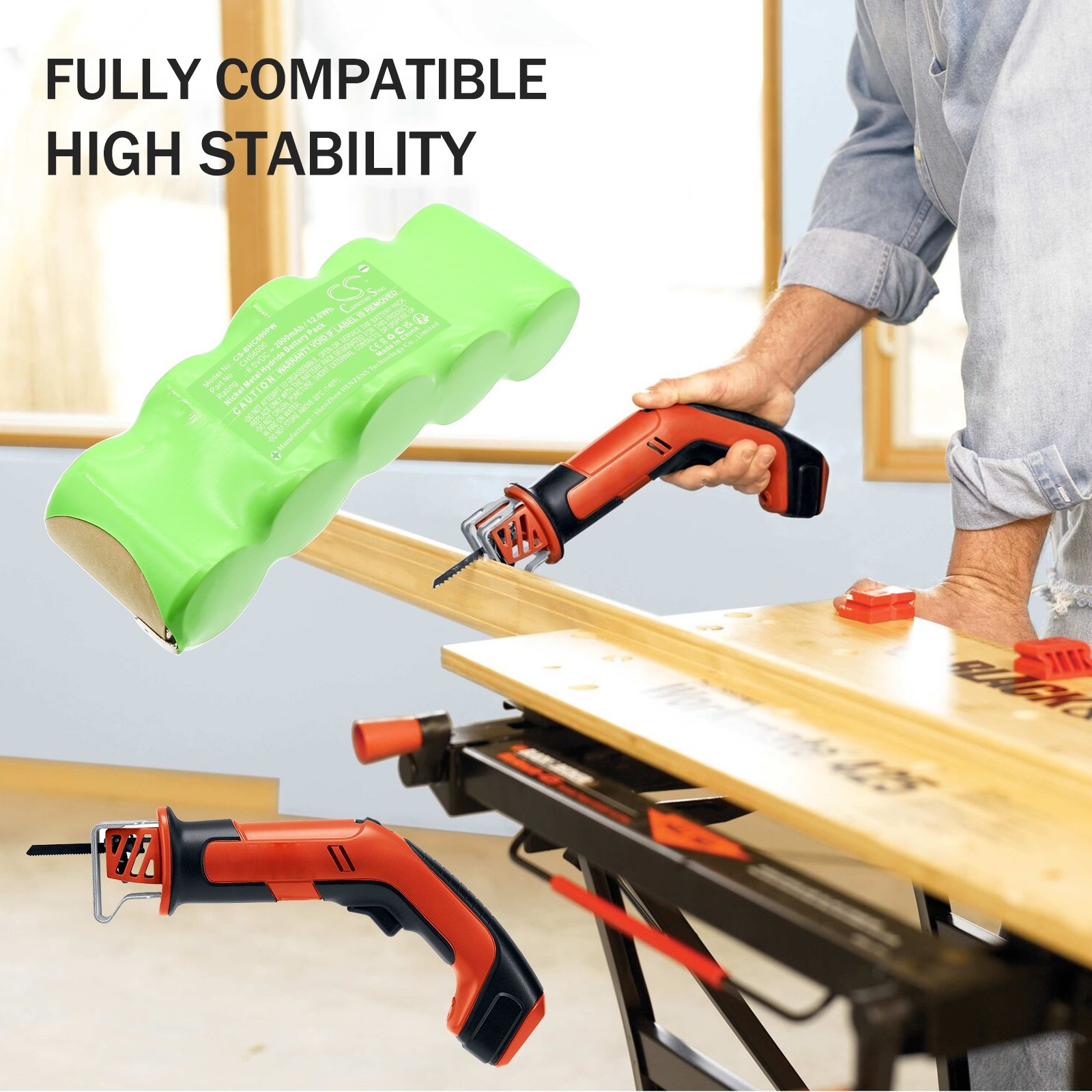 BATTERIE 2000mAh For Black & Decker CHS6000 Recip-Saw