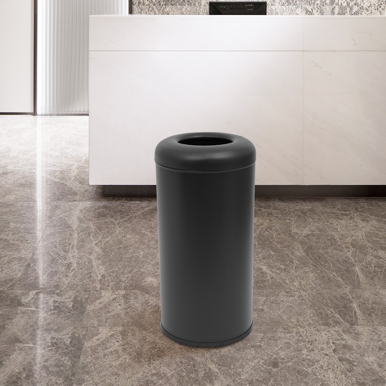 Cylindrical,Open-Top Rubbish Bin,Industrial Waste Container,Commercial Trash Can