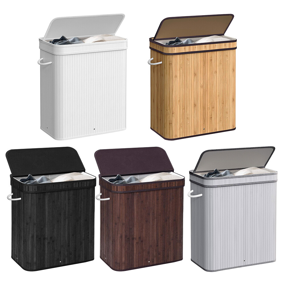 72L Laundry Hamper with Lid Folding Bamboo Laundry Basket with Removable Liner