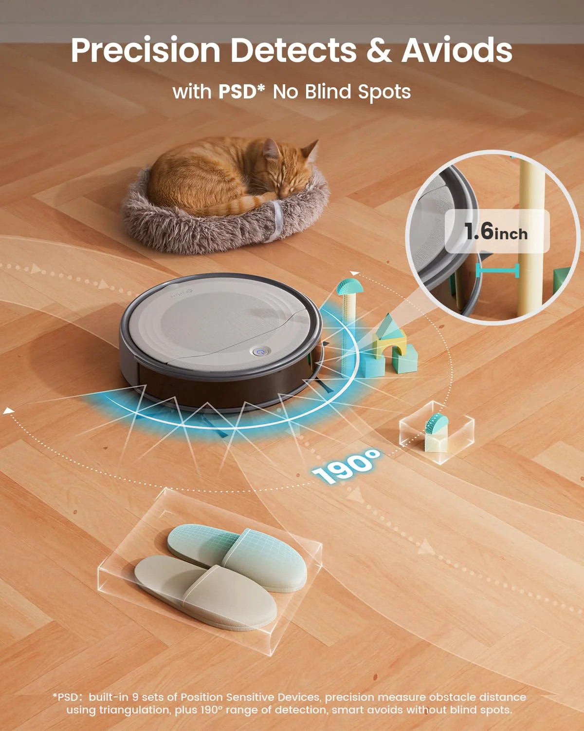 Lefant Robot Vacuum Cleaner, 4500Pa Suction, PSD Obstacle Avoidance, WiFi App