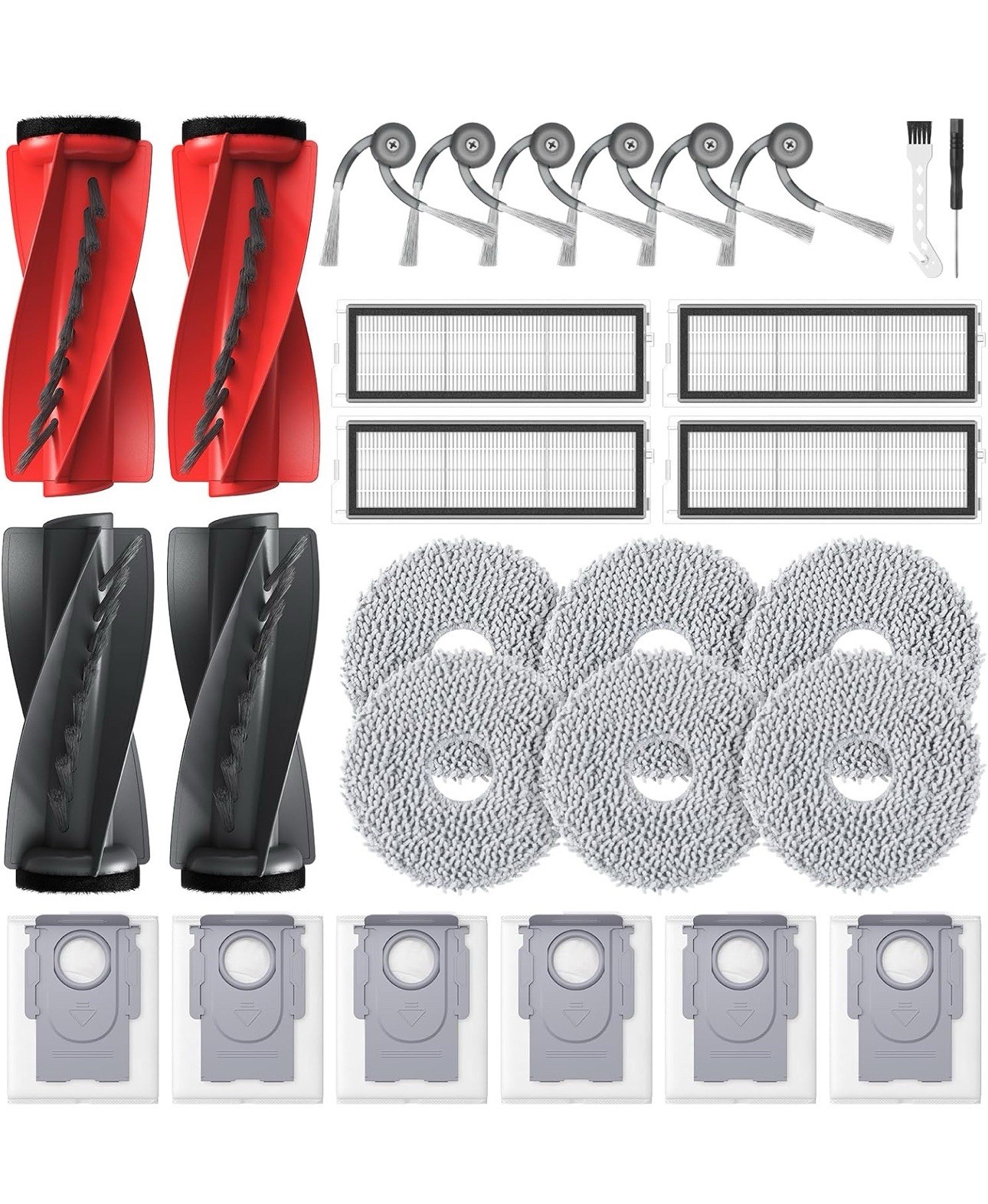 24 Pack – Replacement Parts for Roborock Qrevo S5V/Curv/Curv S5X/Edge/Edge S5A