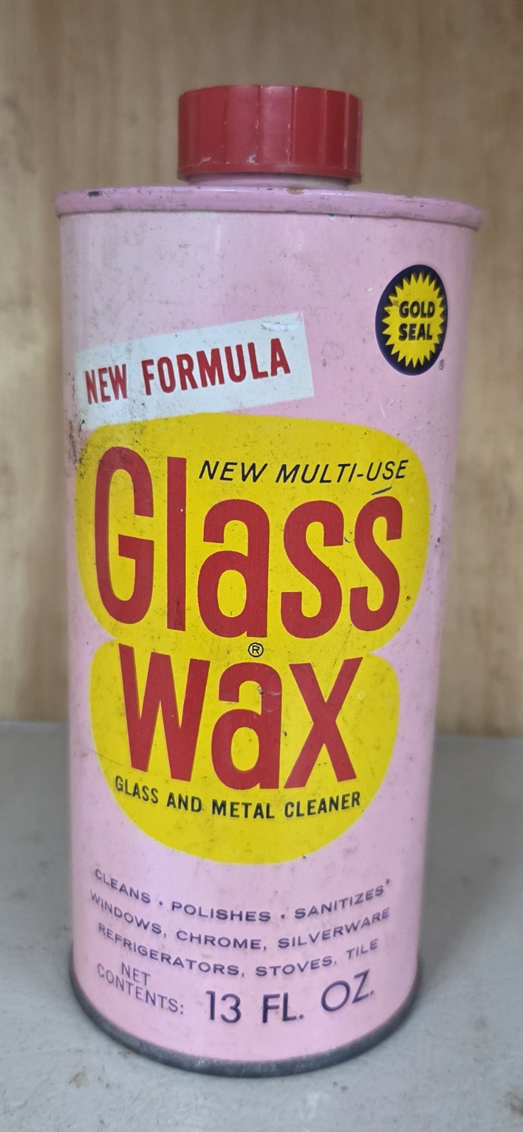 Vintage Glass Wax Metal Chrome Cleaner Polisher 13 oz Tin Can USA Empt