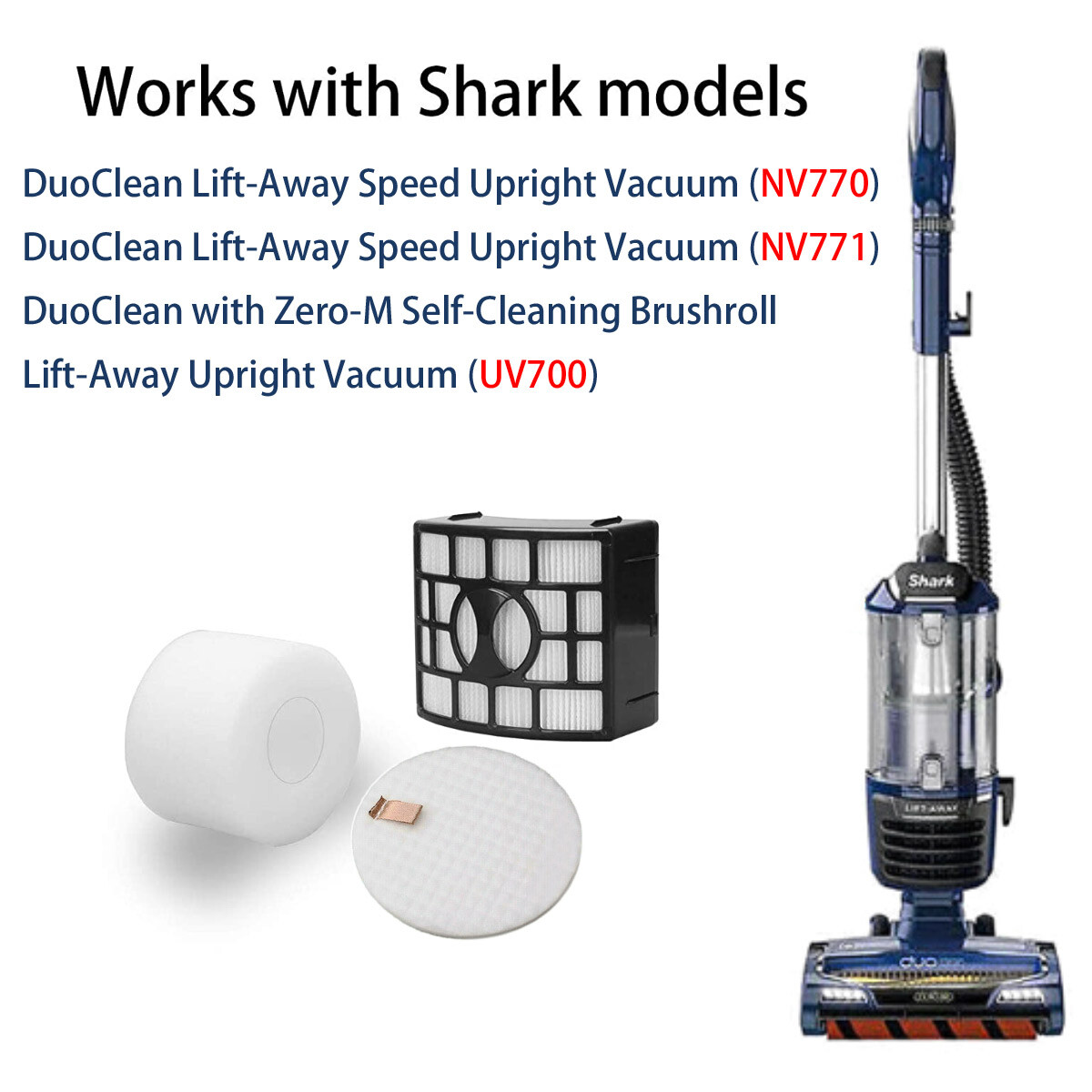 2HEPA+2Foam&Felt Filter For Shark Brushroll Lift-Away Upright Vacuum UV700 NV601