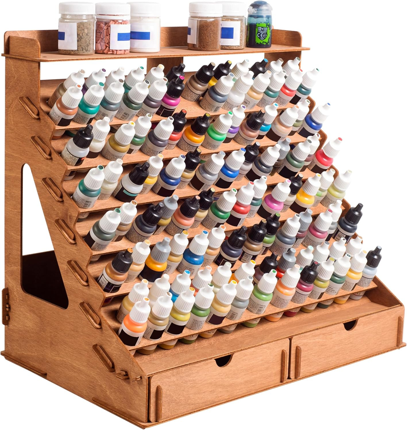 Plywood Storage Rack – 105 Bottle Holes for 17 Ml Vallejo Paints, 14
