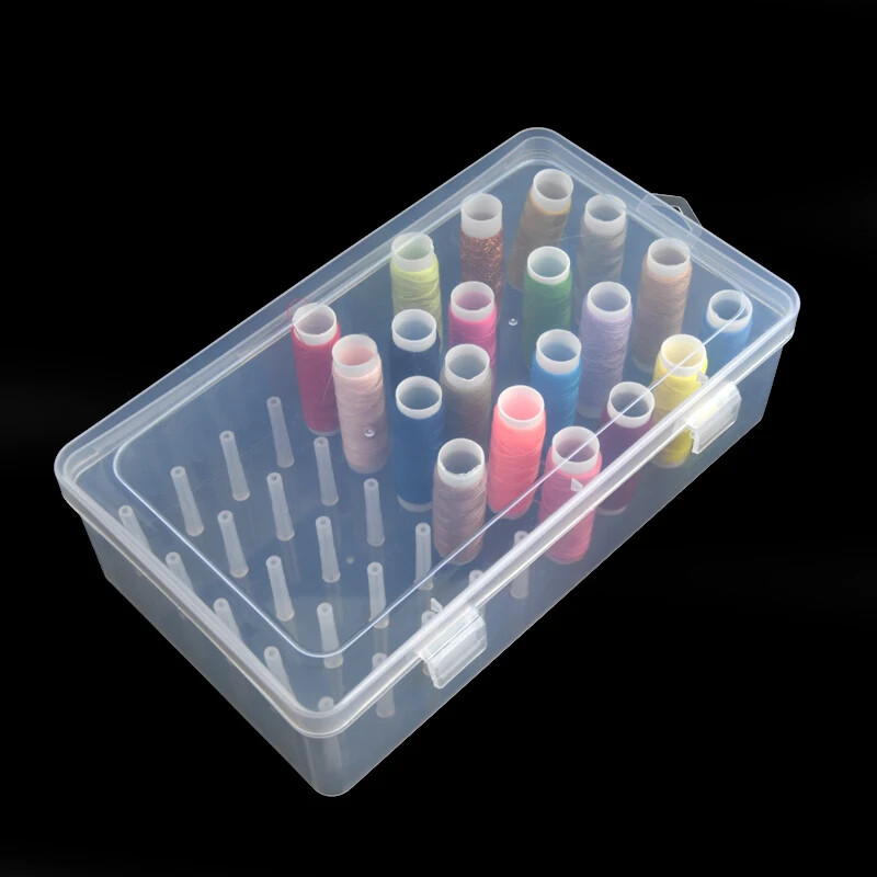 Sewing Thread Storage Box 42 Pieces Spools Bobbin Carrying Case Container Holder