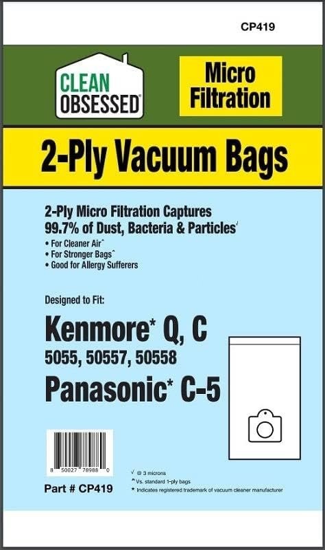 Micro Vacuum Bags Fits Kenmore Canister C/Q 50555, 50557, 50558 & Panasonic