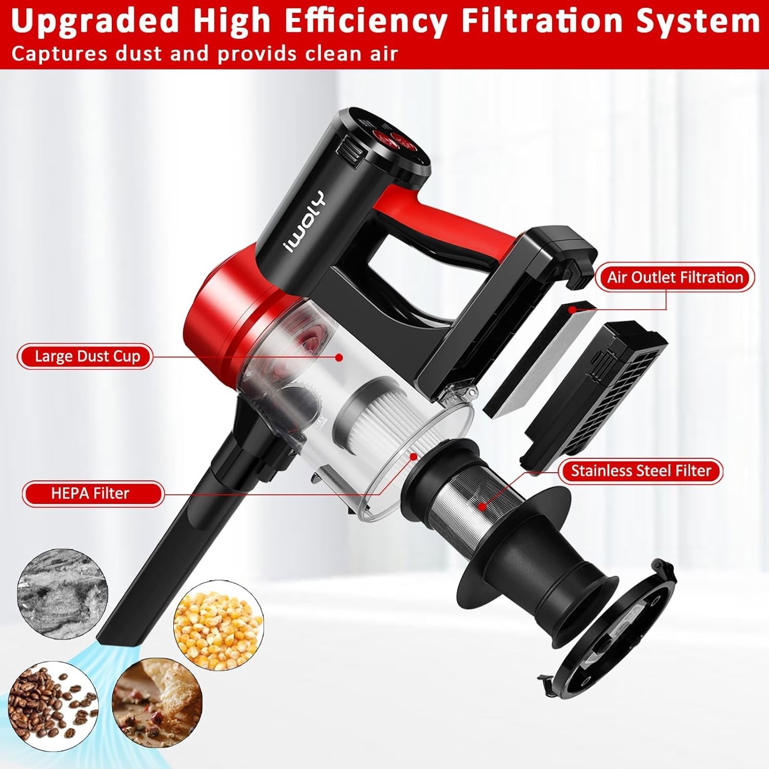 Multi-functional Handheld Stick Vacuum Cleaner 35min Runtime