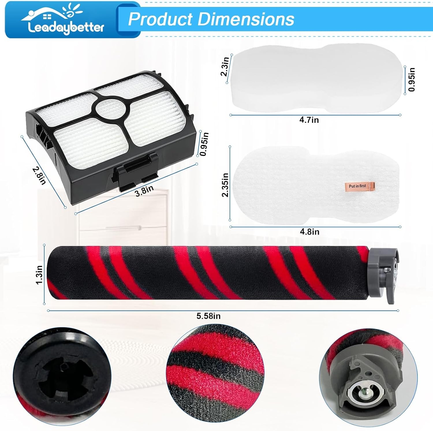HZ3002 Brush Roller and Filter Replacement for Shark HZ3002 HZ3000 Stratos