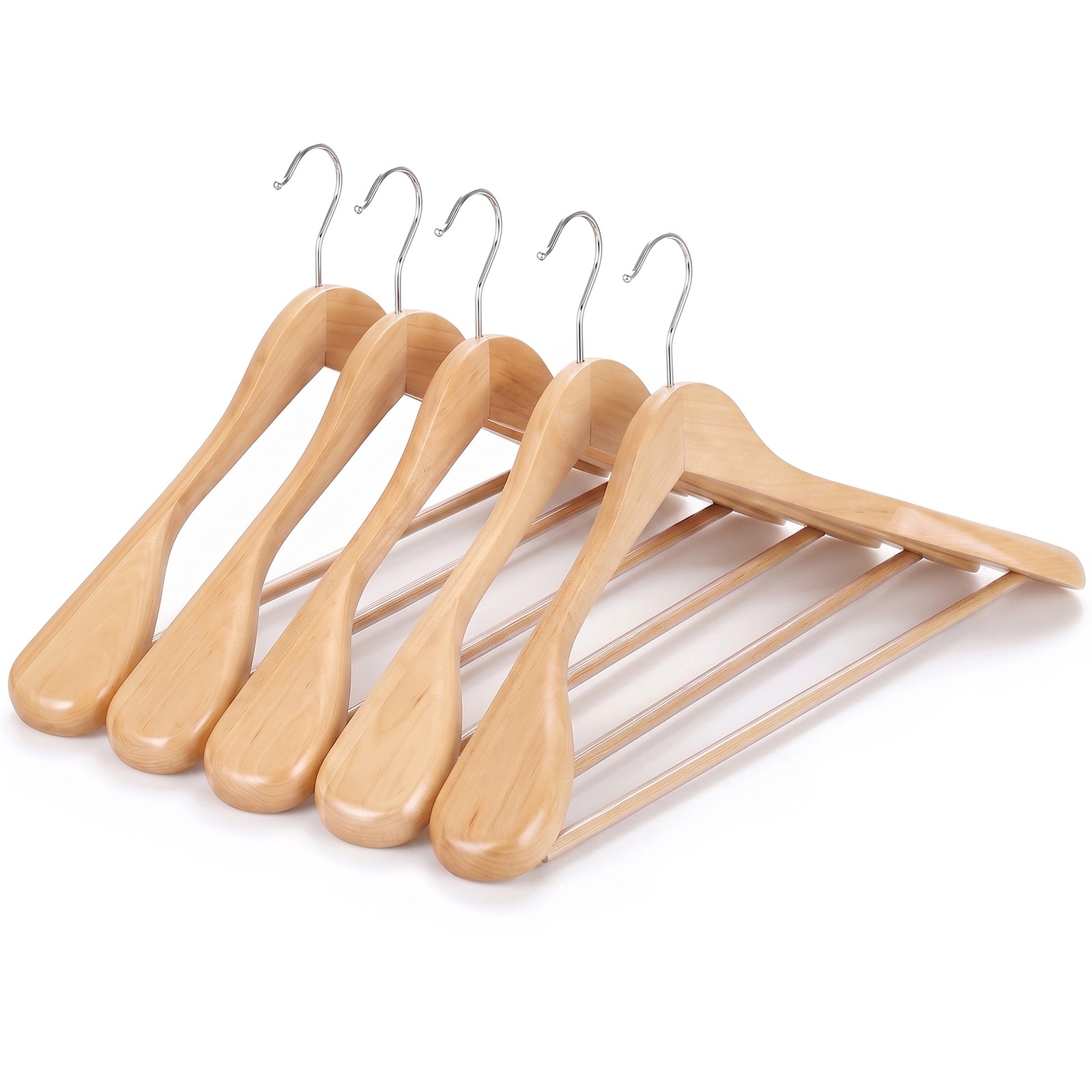 Premium Wooden Hangers 12 Pack Wide Shoulder Suit Coat Hanger w/ 360 Swivel Hook