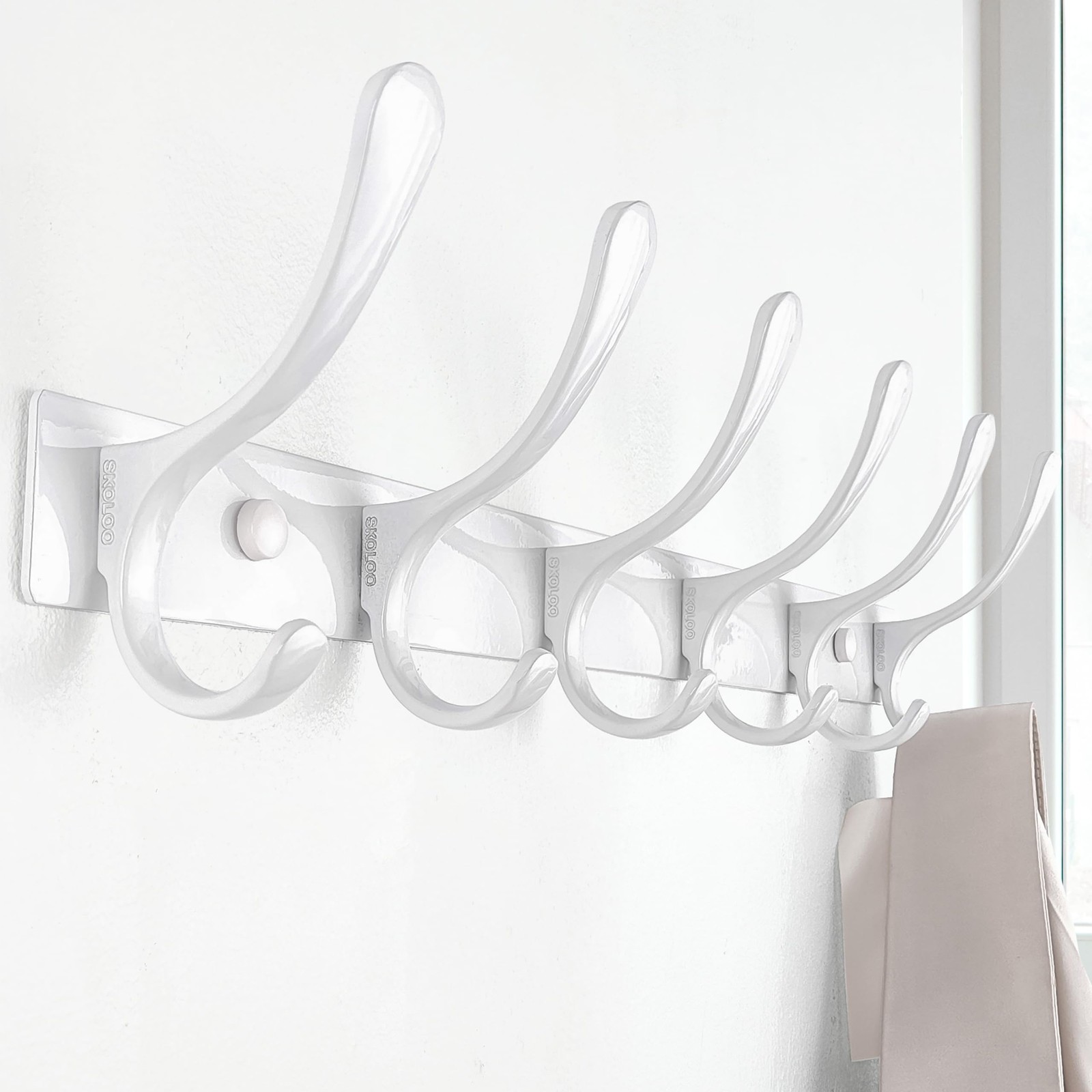 Heavy Duty Wall Mounted Coat Rack 6 Hooks Stainless Steel Hanging Clothes