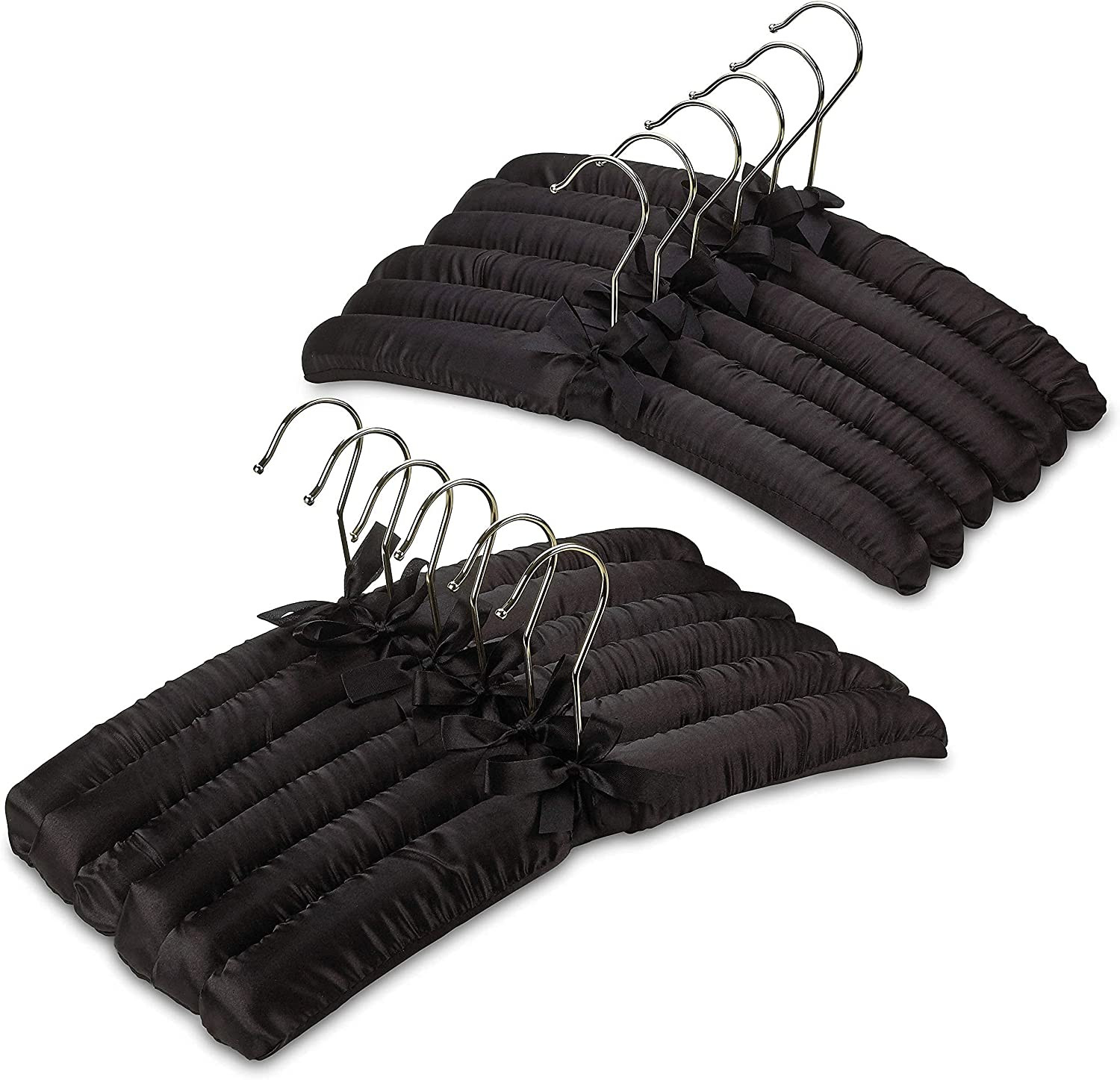 Padded Clothing Fabric Hangers for Women Clothing – Black, Set of 12 Premium Coa