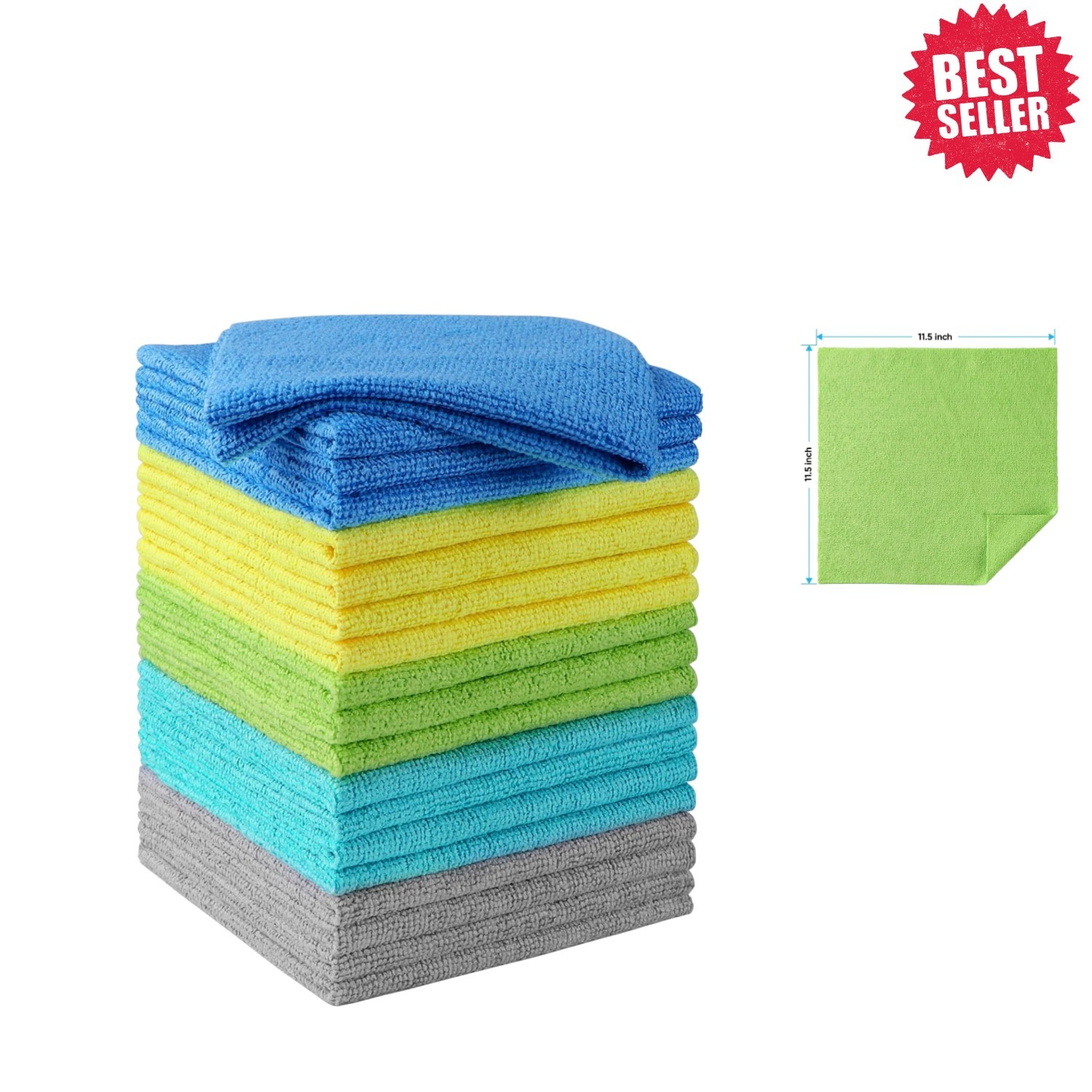Versatile 20 Pack Microfiber Cleaning Rags – Lint-Free and Quick-Dry, 11.5×11.5