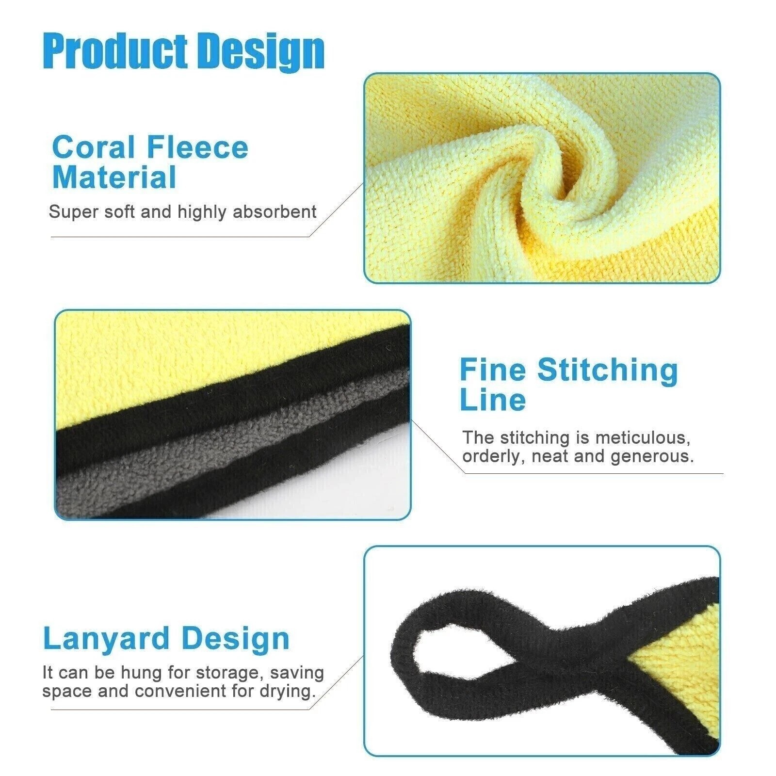 1Pcs Microfiber Cleaning Cloth Car Wash Towel Drying Rag Car Polishing Detailing