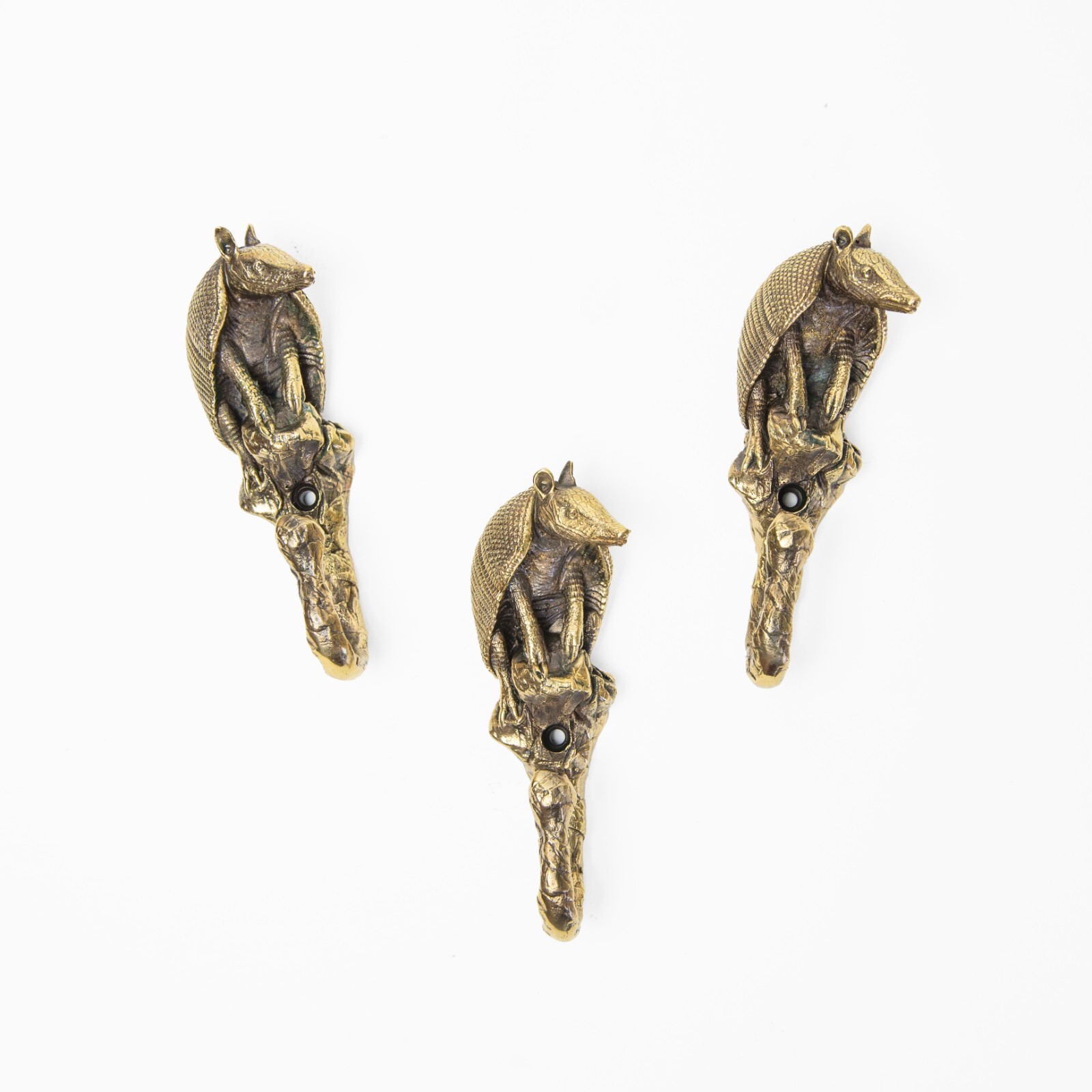 Armadillo, brass large hook, exquisite details. Perfect for clothes, towels, hat