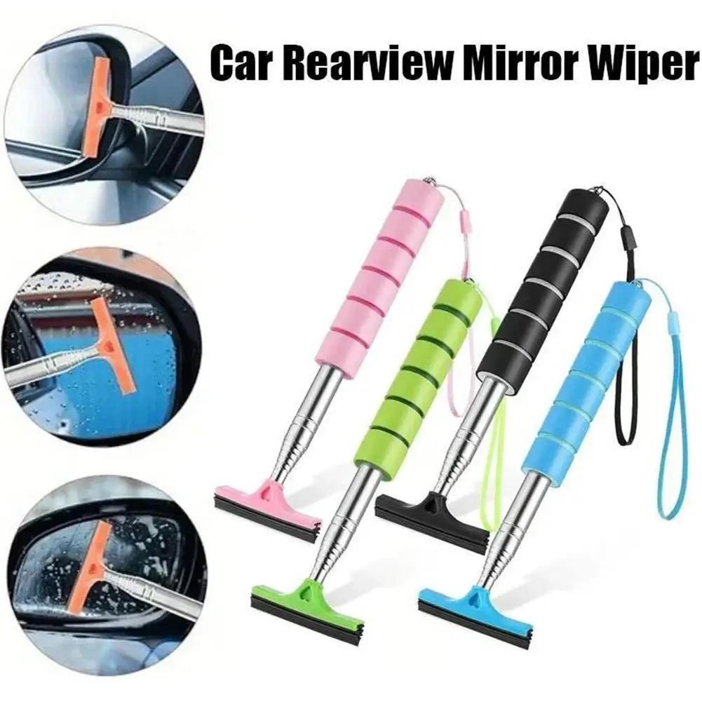 Portable Car Window Wiper Extendable Handle Glass Mirror Cleaner Cleaning Tool