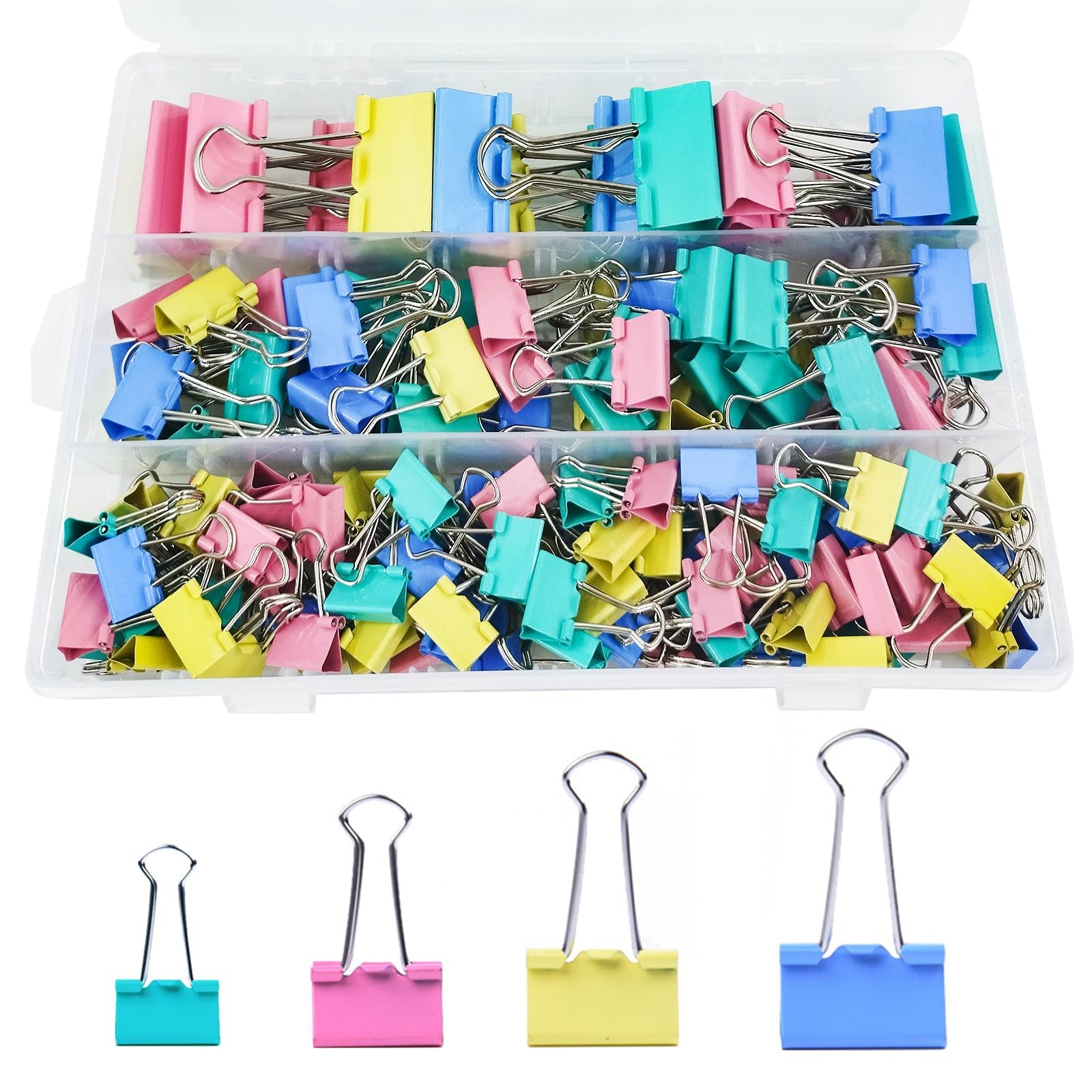 170 Pcs 4 sizes, 0.59in, 0.75in, 1 in, 1.26 Blue, Pink, Yellow, Green