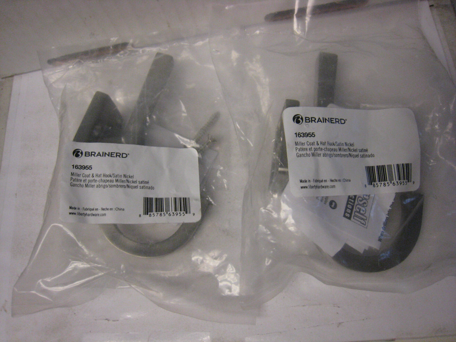 2 yes 2 Brainerd Coat Hat Satin Nickel Garment Hook 163955