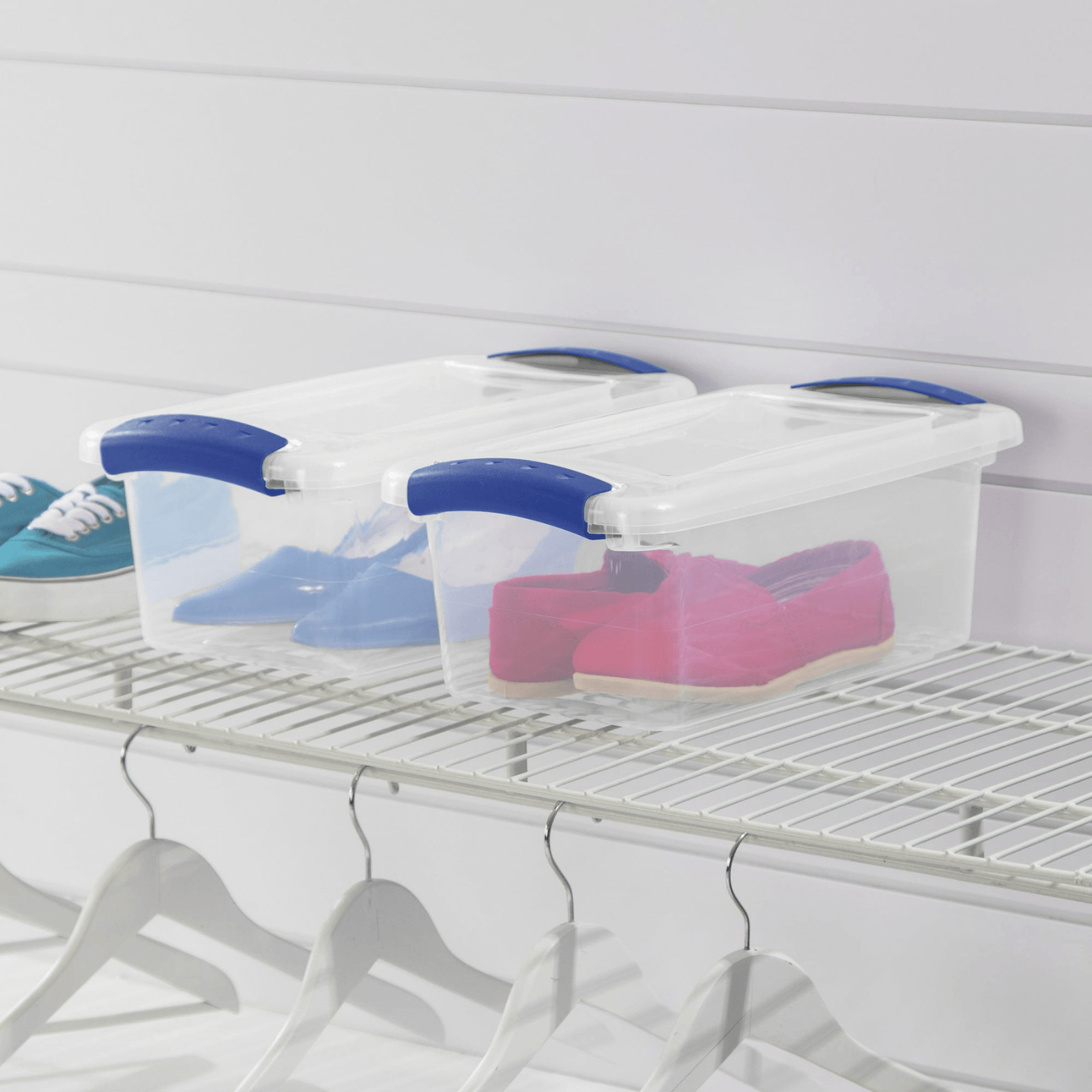 7 Quart Small Latching Storage Box Clear Plastic Bin with Lid 3 Pack Stackable