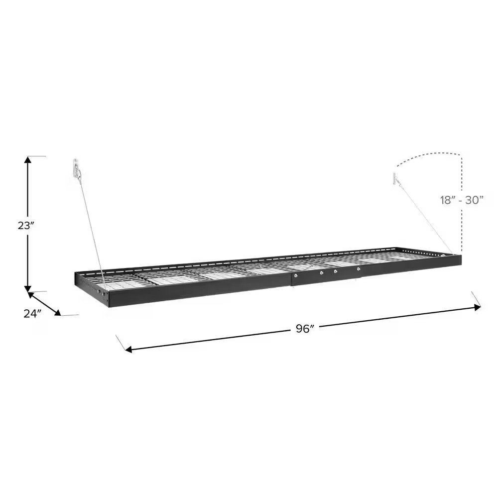 Pro Series 2Ft. X 8Ft. Wall Mounted Steel Shelf 2.0 in Black