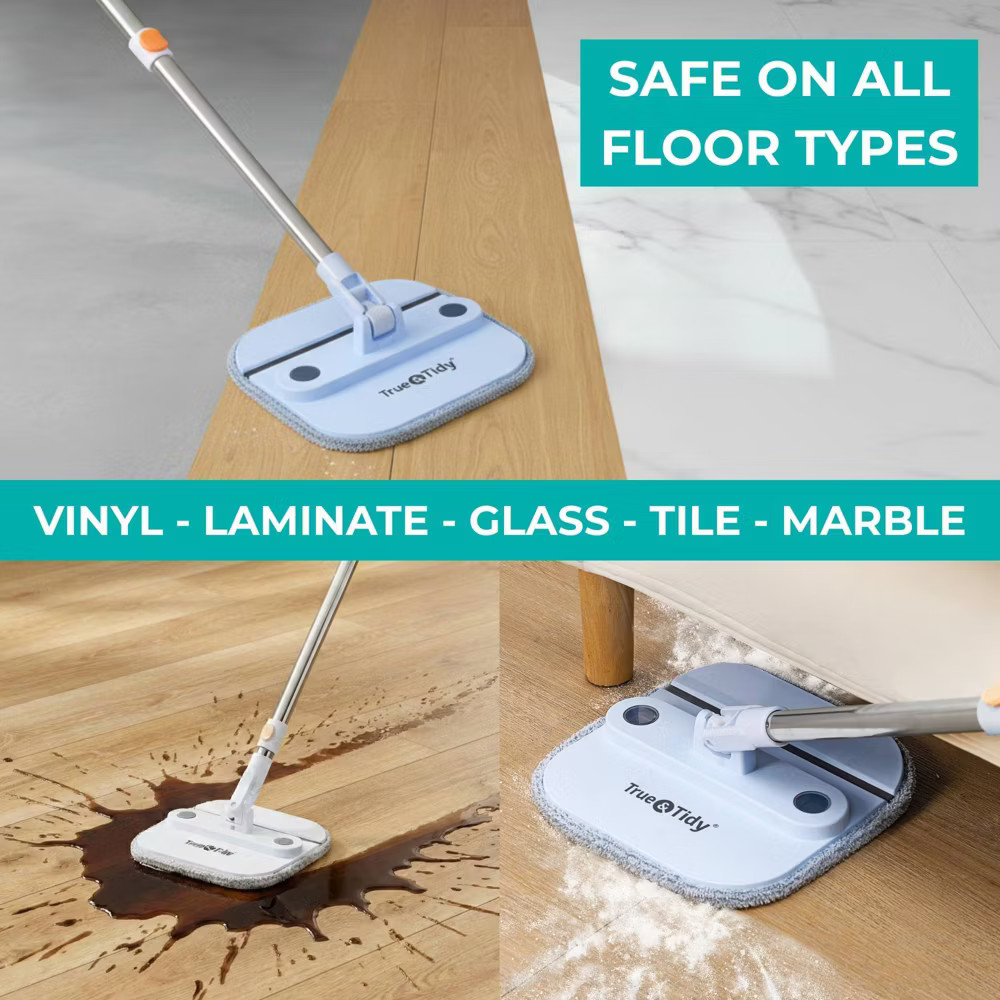 True & Tidy True Clean Dual Bucket 2.0 Spin Mop with Silicone