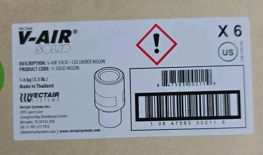 Vectair V-Air Solid Cucumber Melon Refill – BOX OF 6 – Free Shipping!