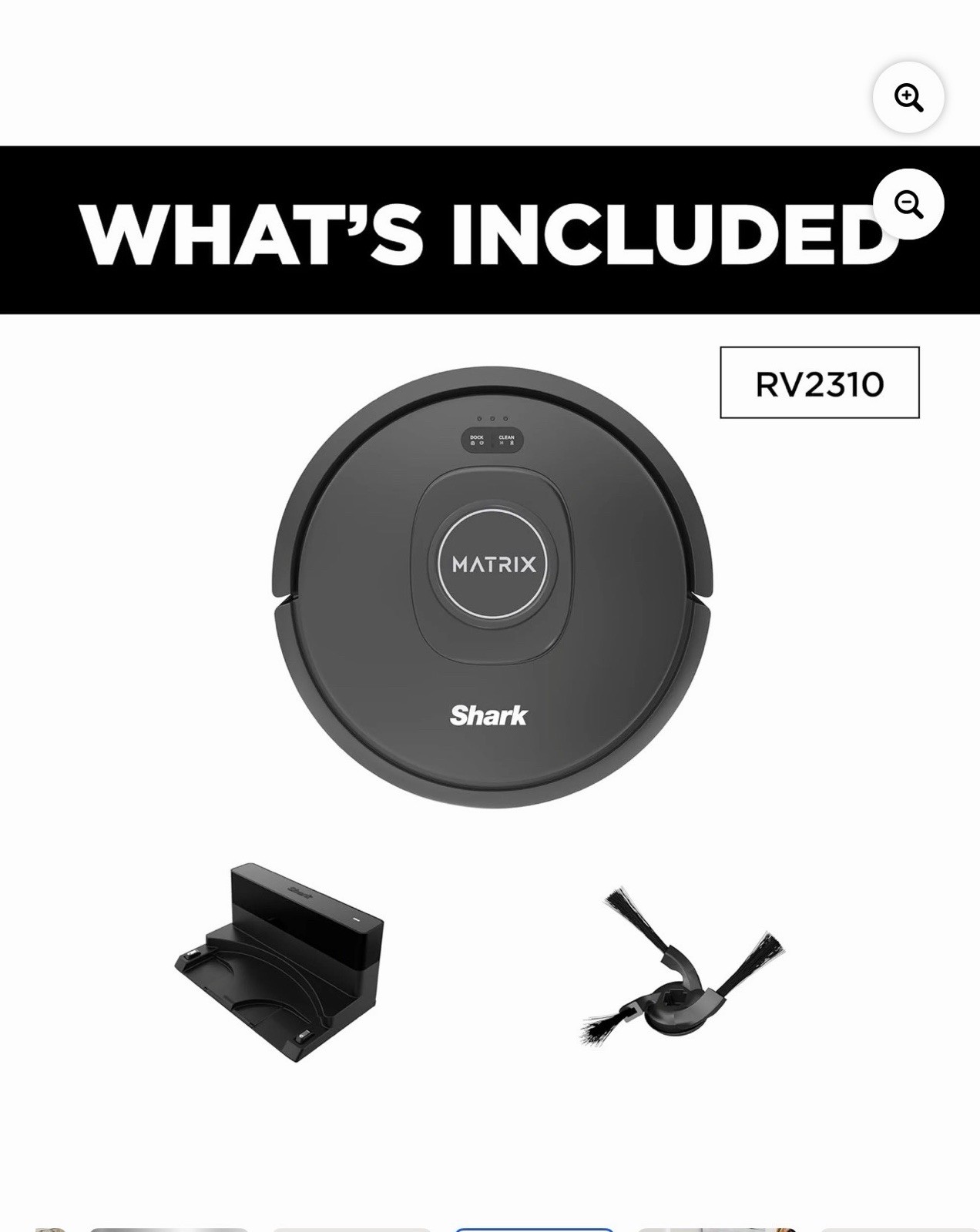 Shark Matrix RV2310 Robot Vacuum LiDAR Mapping App Control Dock Side Brush