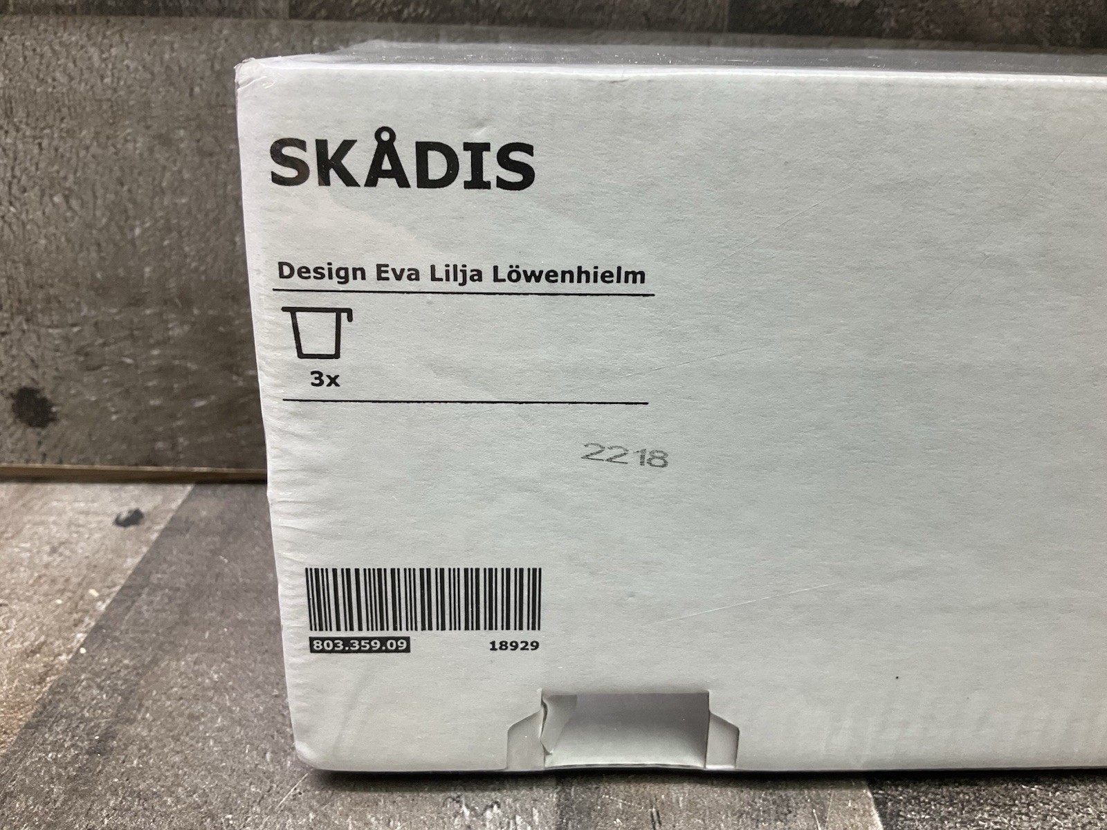 Ikea Skadis 3 Pack Clear Containers with White Steel Lids New 803.359.09