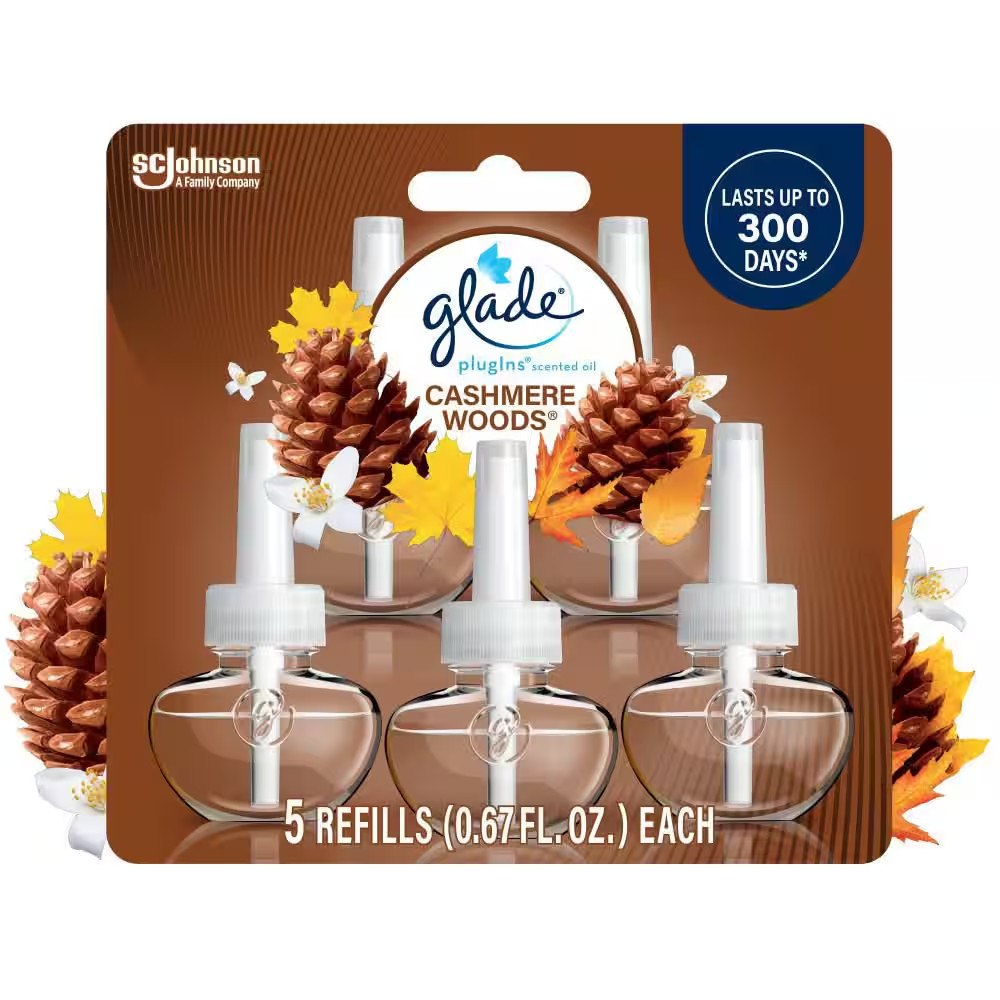 3.35 Fl. Oz. Cashmere Woods Scented Oil Plug-In Air Freshener Refill (5-Count)