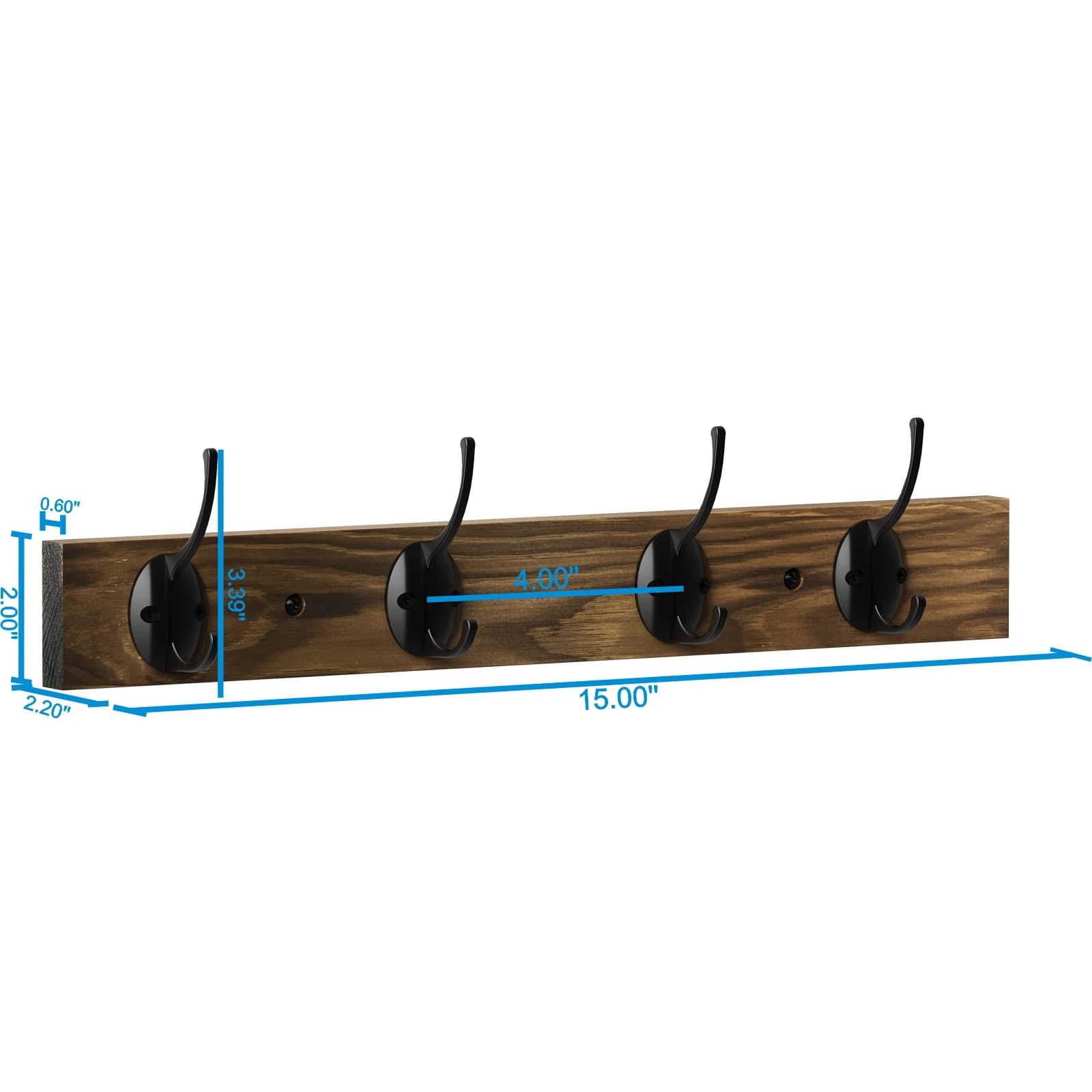 VERTORGAN Coat Hooks Wall Mounted, Wooden Hat Rack with 4 Hooks for Entryway,…