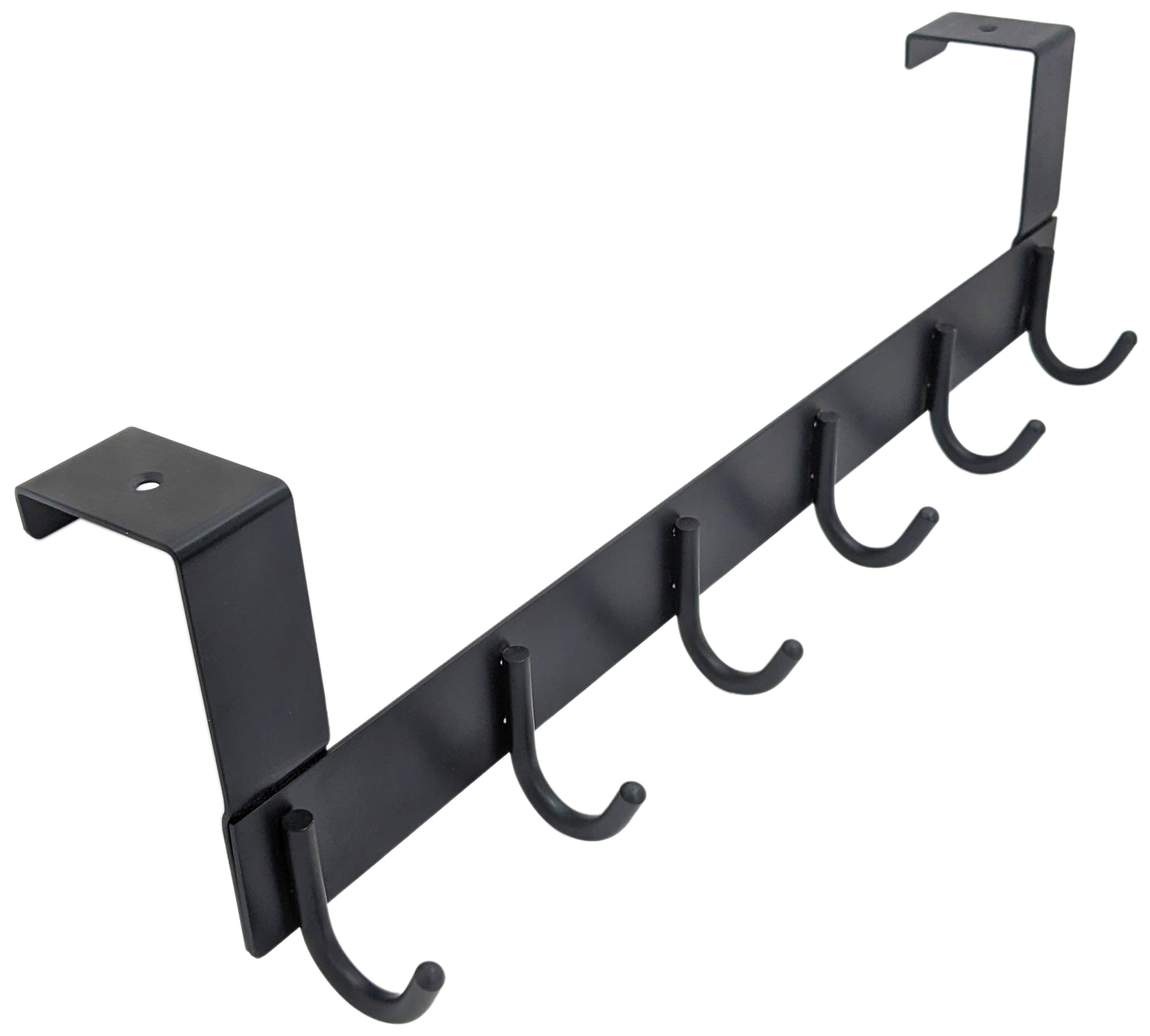 6 Hook Over-the-Door Hanger, Matte Black Color, Sleek Design, 16-Inch Length …