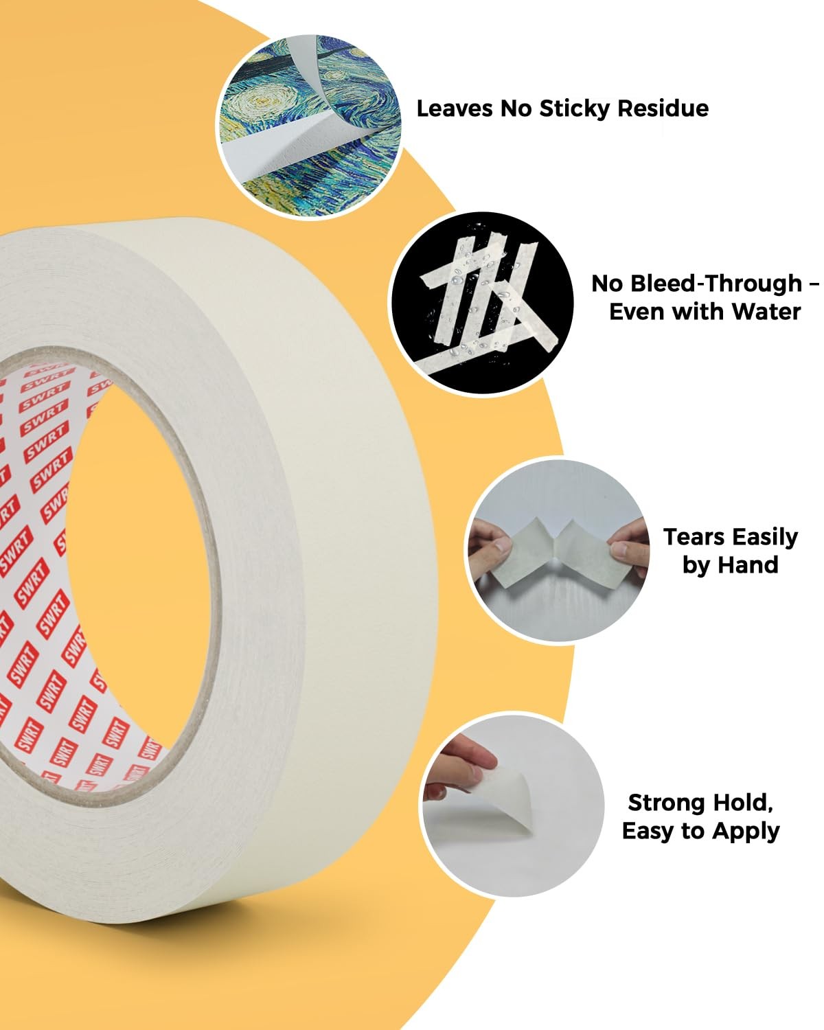 Masking Tape 0.75 inch x 55 Yards x 10 Rolls (550 Total Yards), Adhesive Pain…