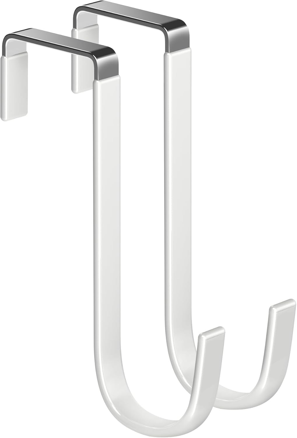 Single Over Door Steel Hooks 2 Pack Fit 1-3/8″ Door 5.5″ White | Plastic Coated