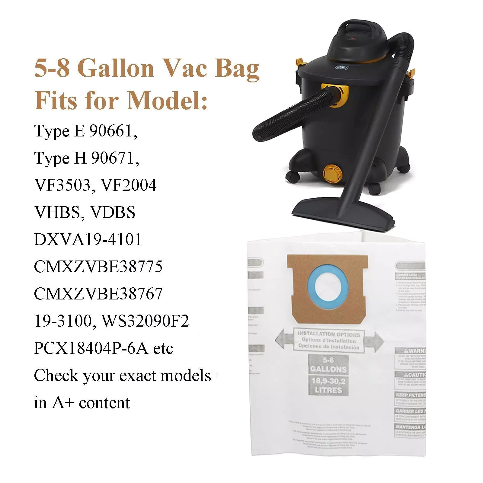 5 Pack Vacuum Cleaner Dust Collection Bags Fit For Ridgid VF3503, VF2004