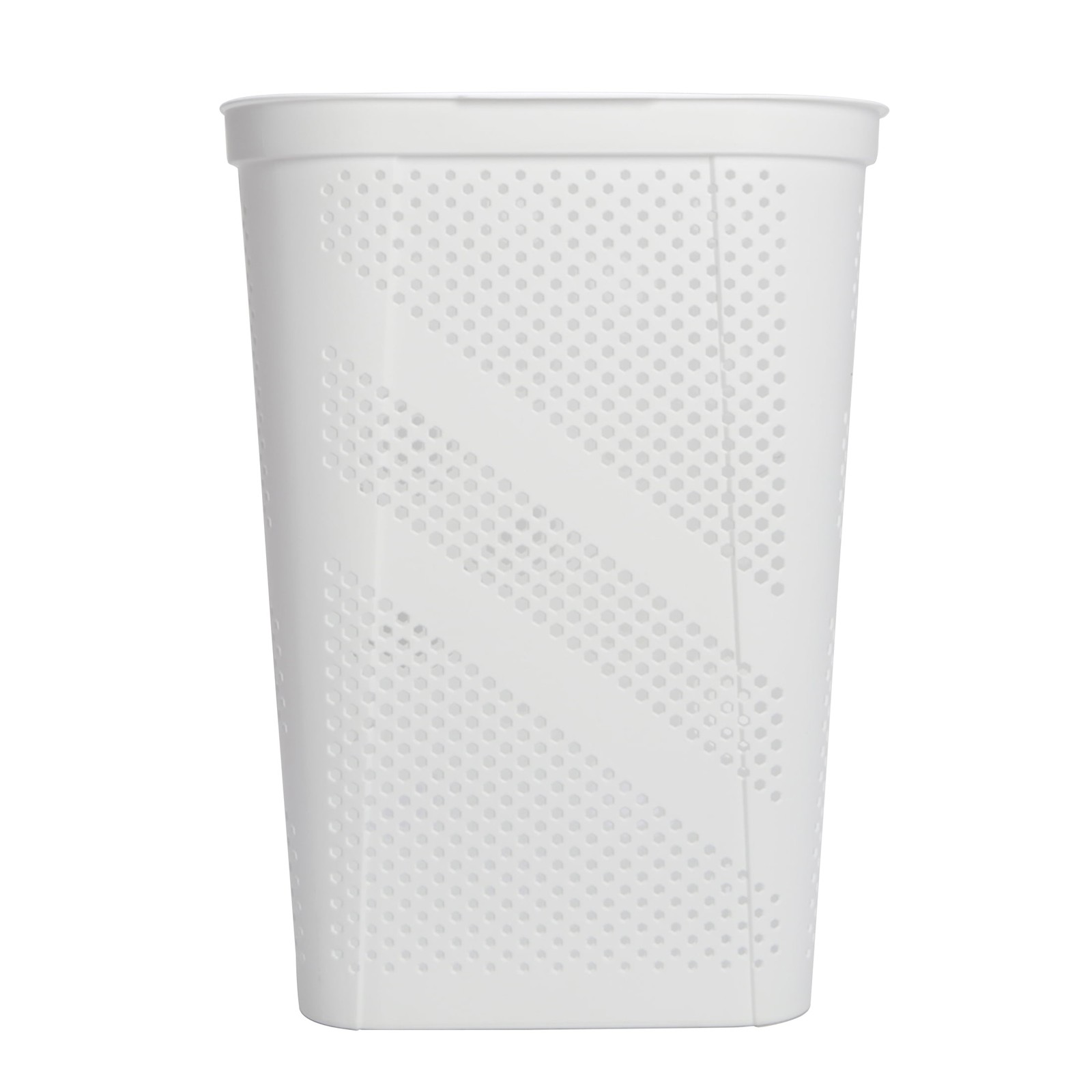 24″ Plastic Hinged-Lid Rectangle Laundry Hamper, White, Adult