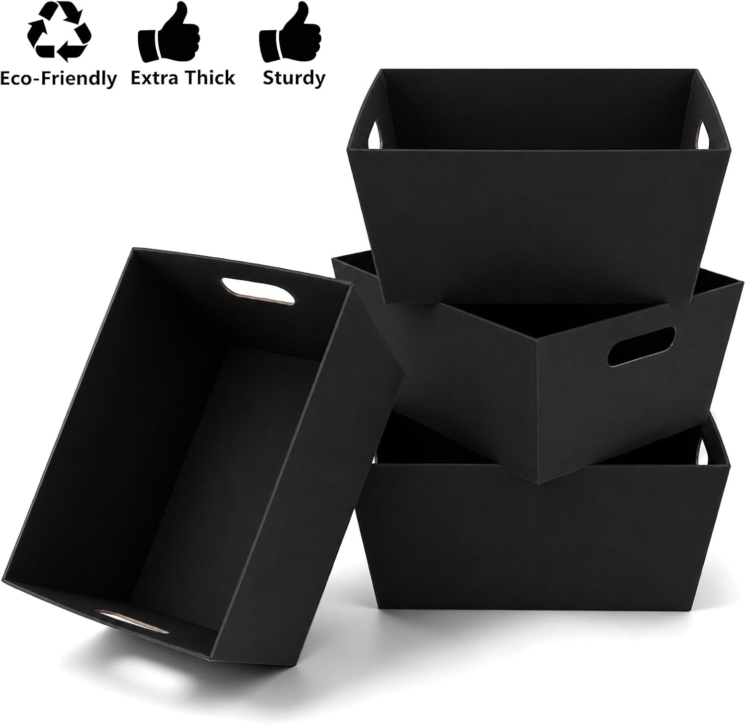 4 Pack Basket Empty, 12″ x 10″ Kraft Basket With Handle, 6 LB Cardboard Basket